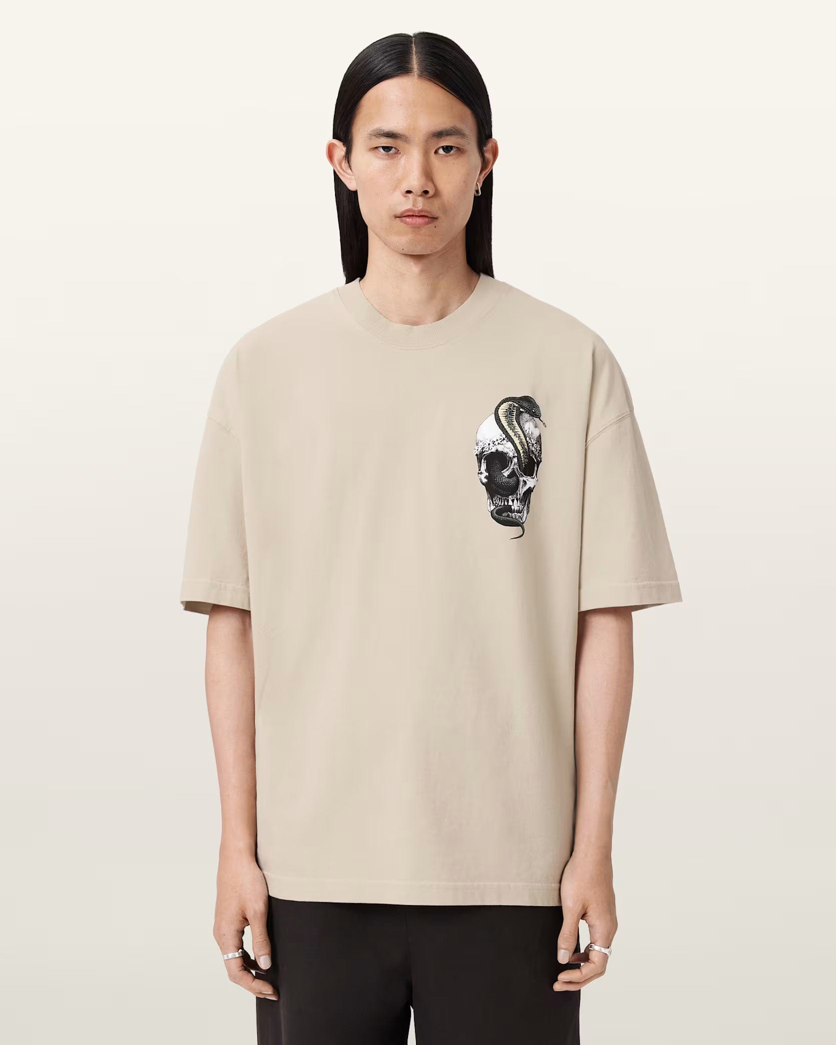 All Saints Snakehead Oversized Graphic T - Shirt