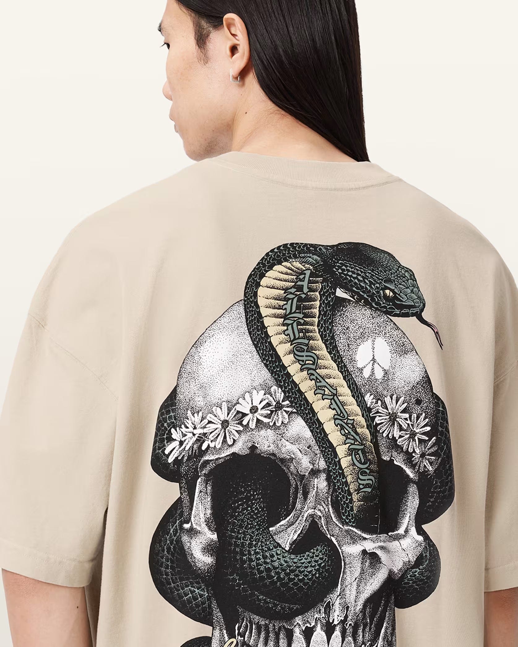 All Saints Snakehead Oversized Graphic T - Shirt