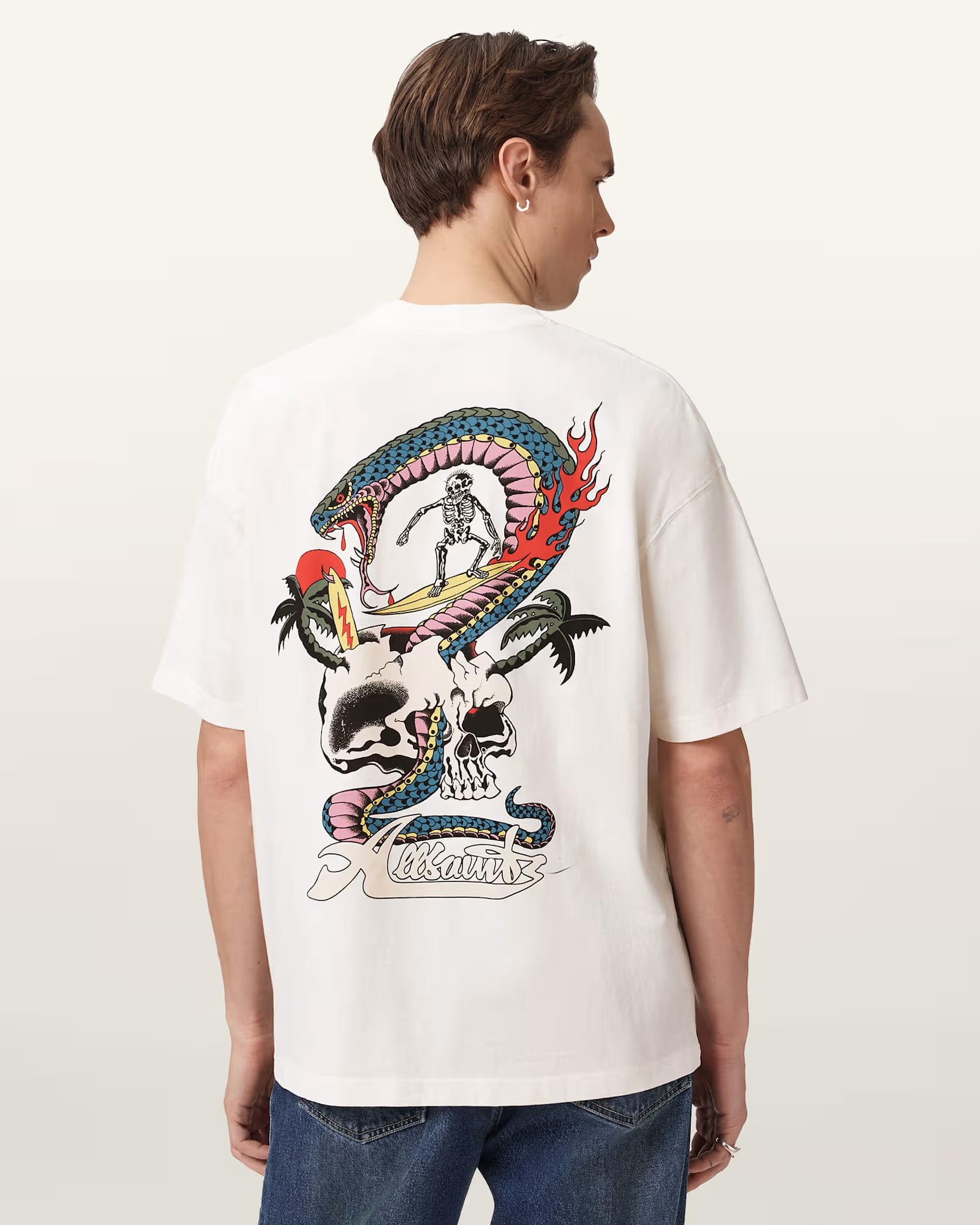 All Saints Snakepit Oversized Short Sleeve Graphic T - Shirt