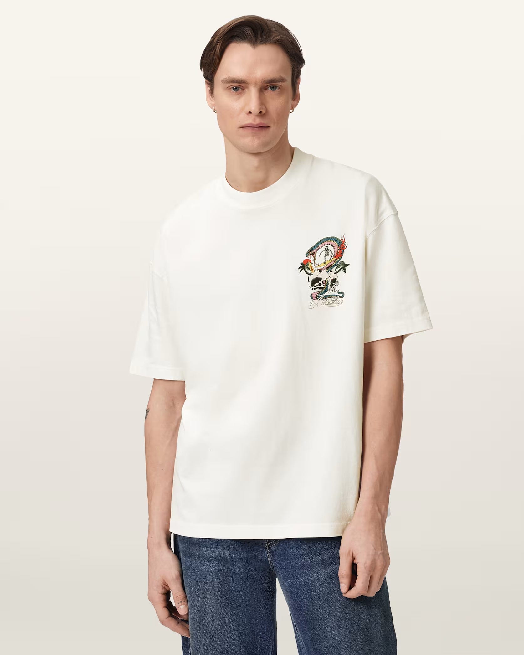 All Saints Snakepit Oversized Short Sleeve Graphic T - Shirt