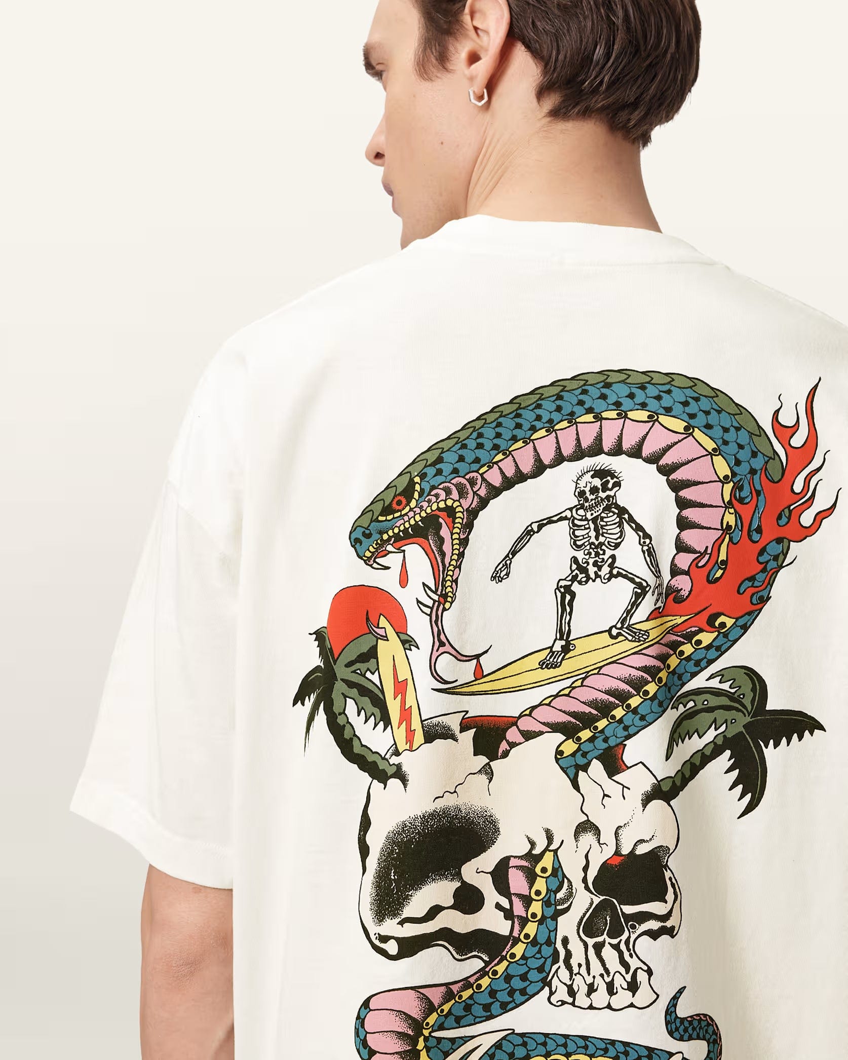 All Saints Snakepit Oversized Short Sleeve Graphic T - Shirt