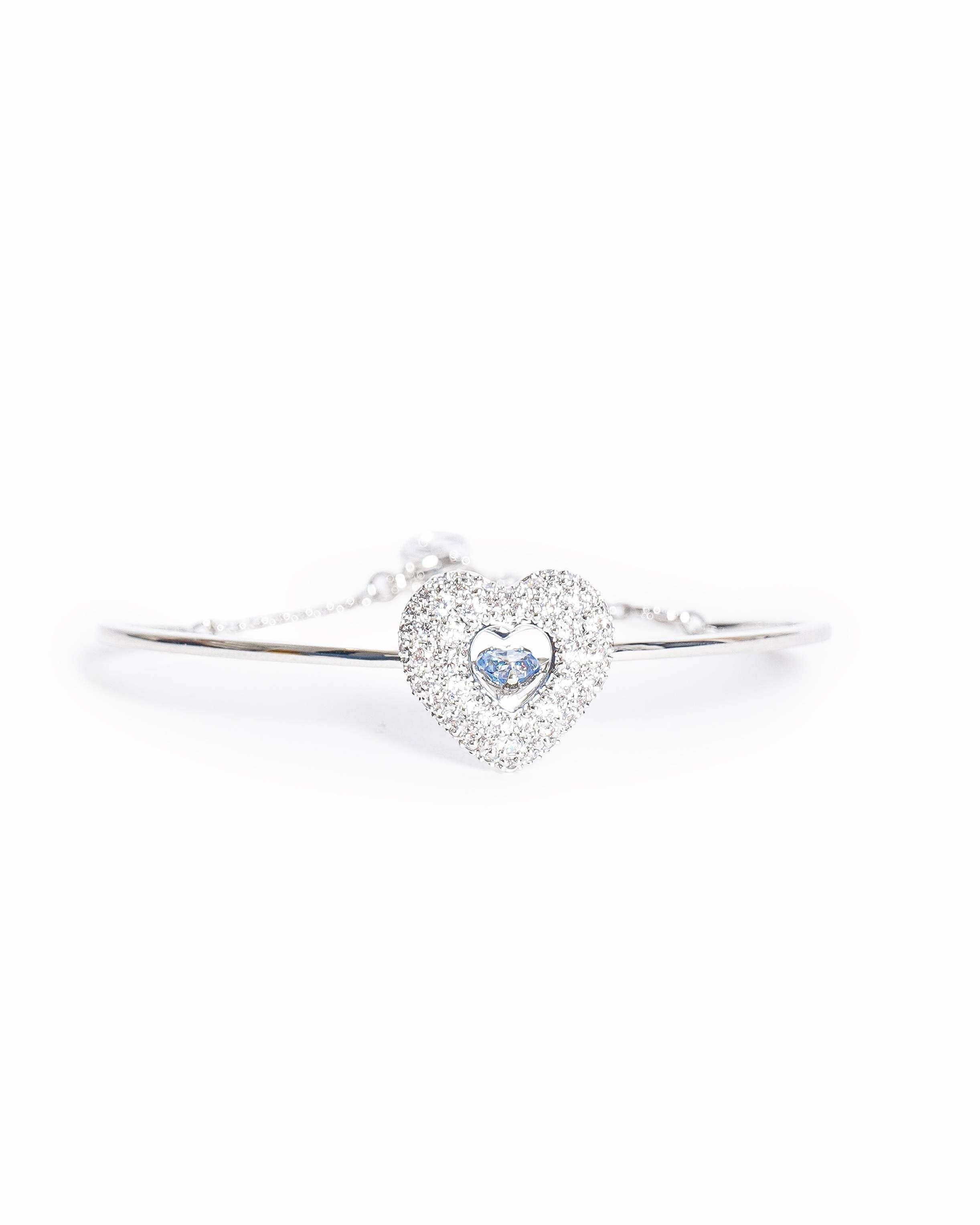 Swarovski Hyperbola Heart Rhodium Plated Bangle