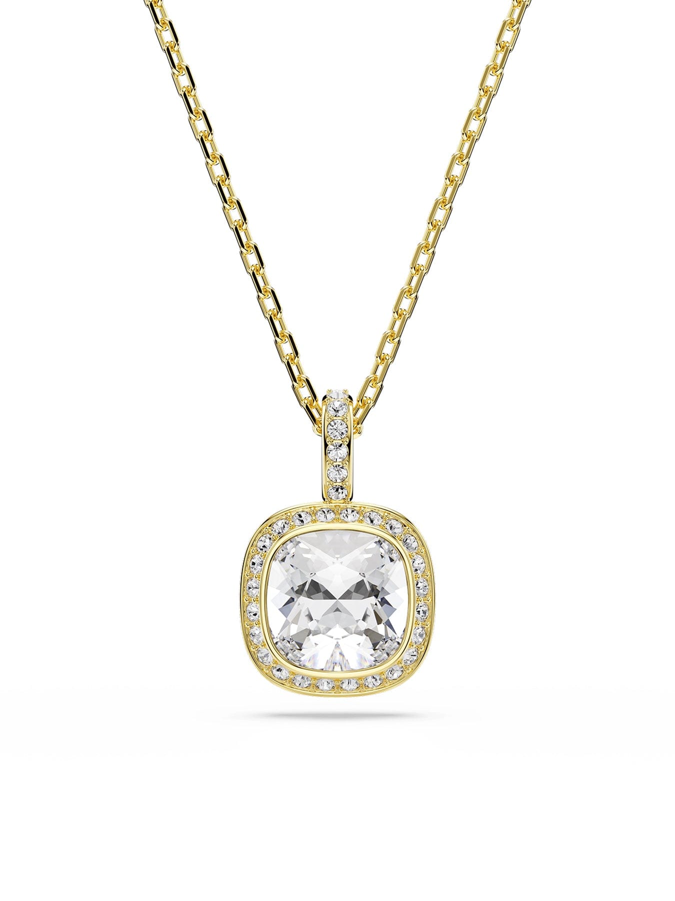 Swarovski Una Cushion Pendant Necklace Gold