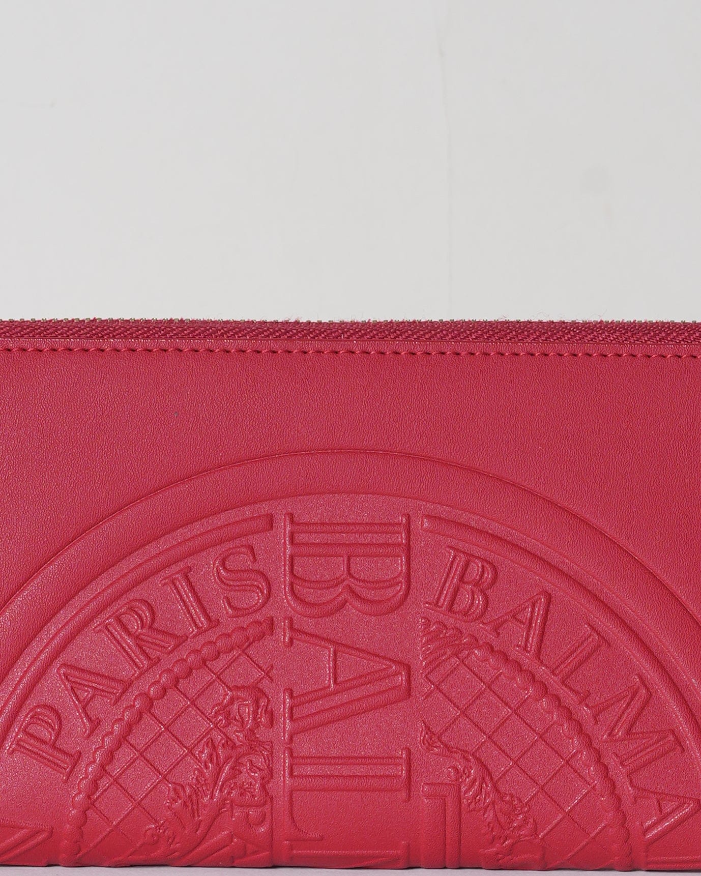 Balmain New Balmain Leather Zip Around Wallet In Red