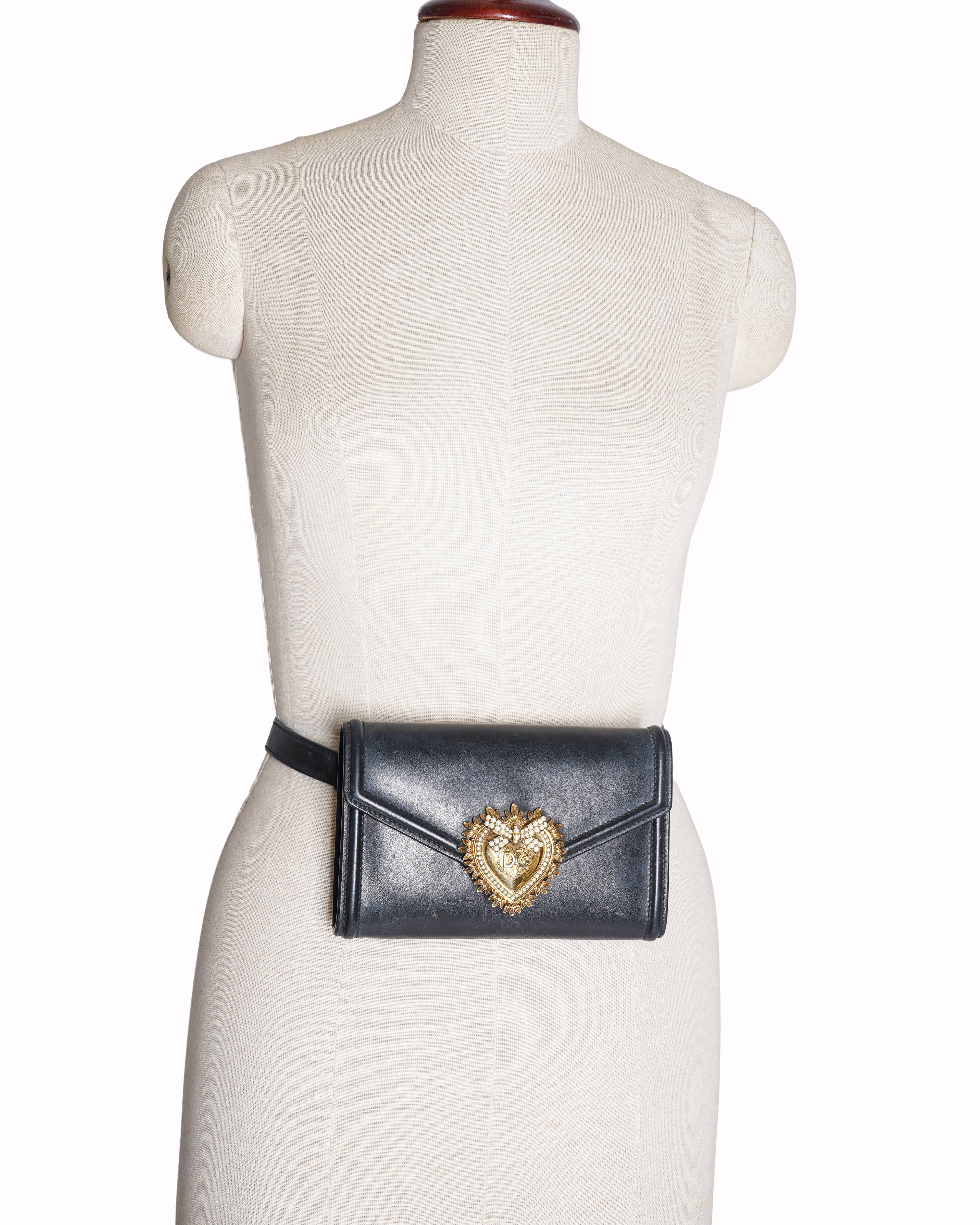 Dolce & Gabbana Black Leather Devotion Belt Bag