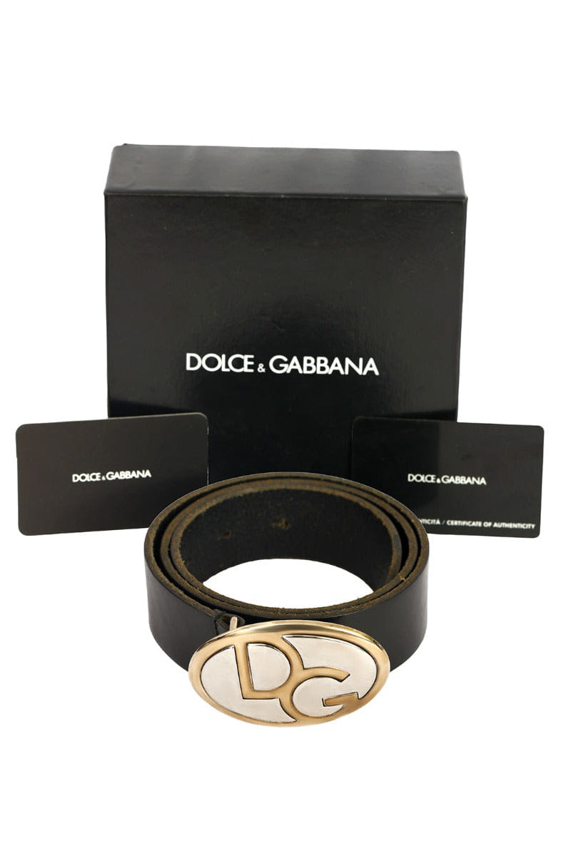 Dolce & Gabbana Size - 75 cm/ 30 Inch Black Leather Logo Buckle Belt