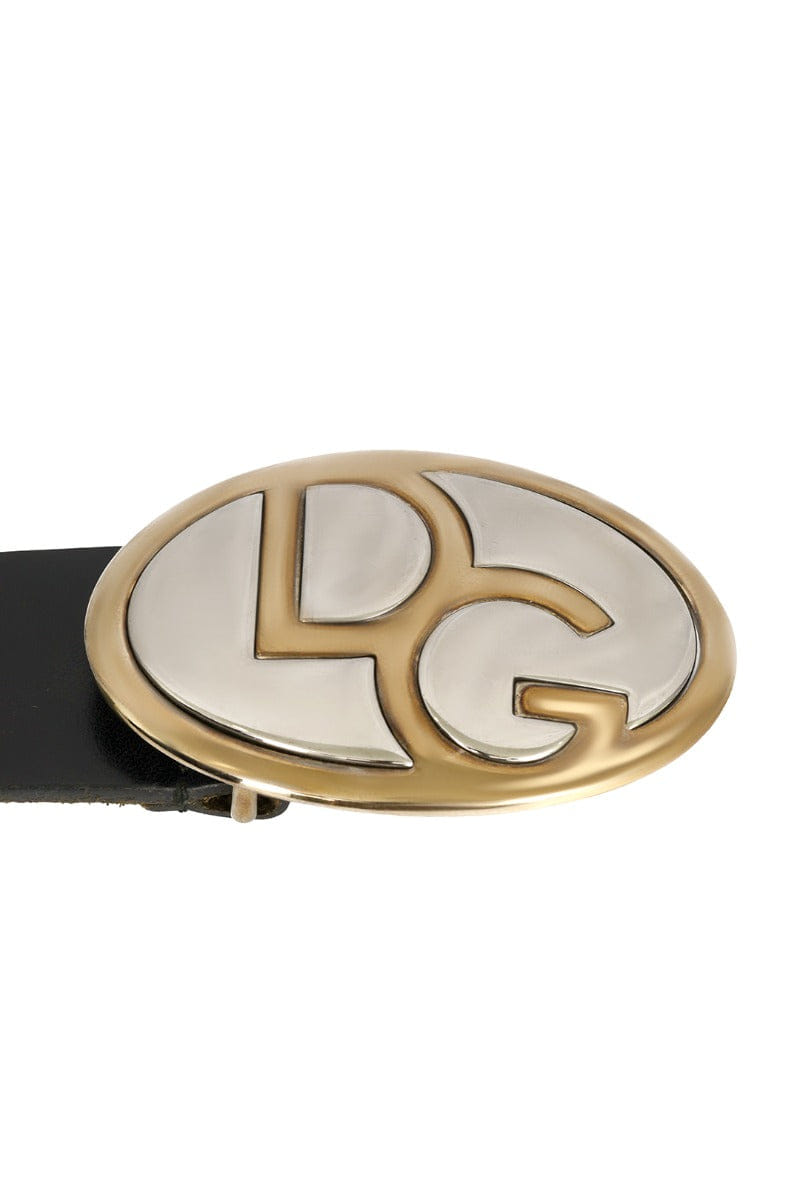Dolce & Gabbana Size - 75 cm/ 30 Inch Black Leather Logo Buckle Belt