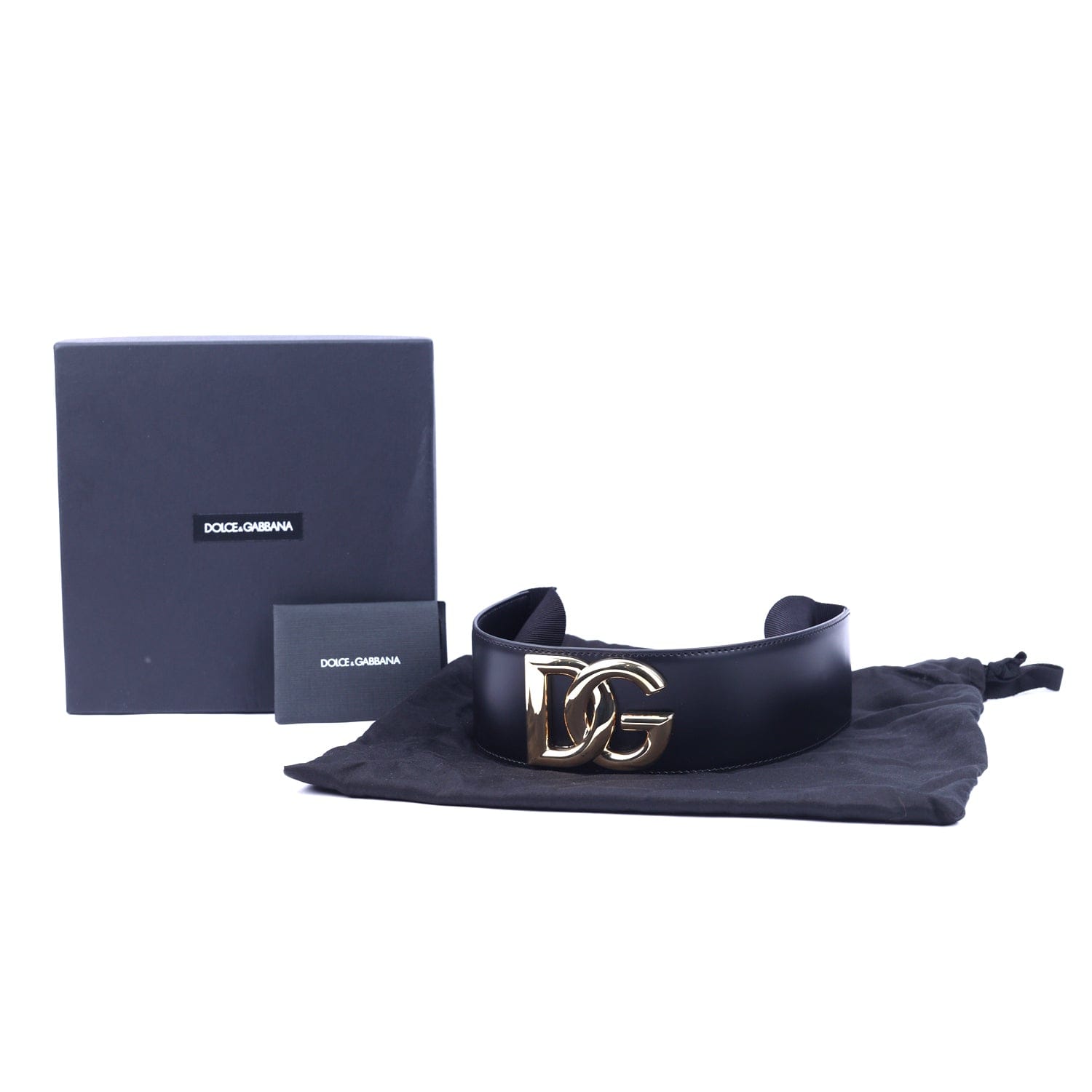 Dolce & Gabbana Leather and Elastic DG Logo Belt