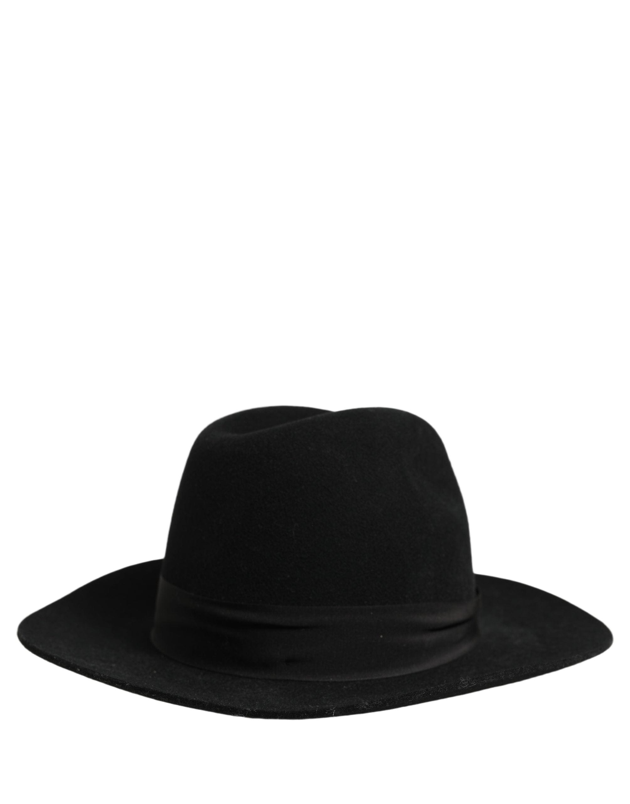 Dolce & Gabbana Men Black Classic Wide Brim Fedora Capello Men's Hat