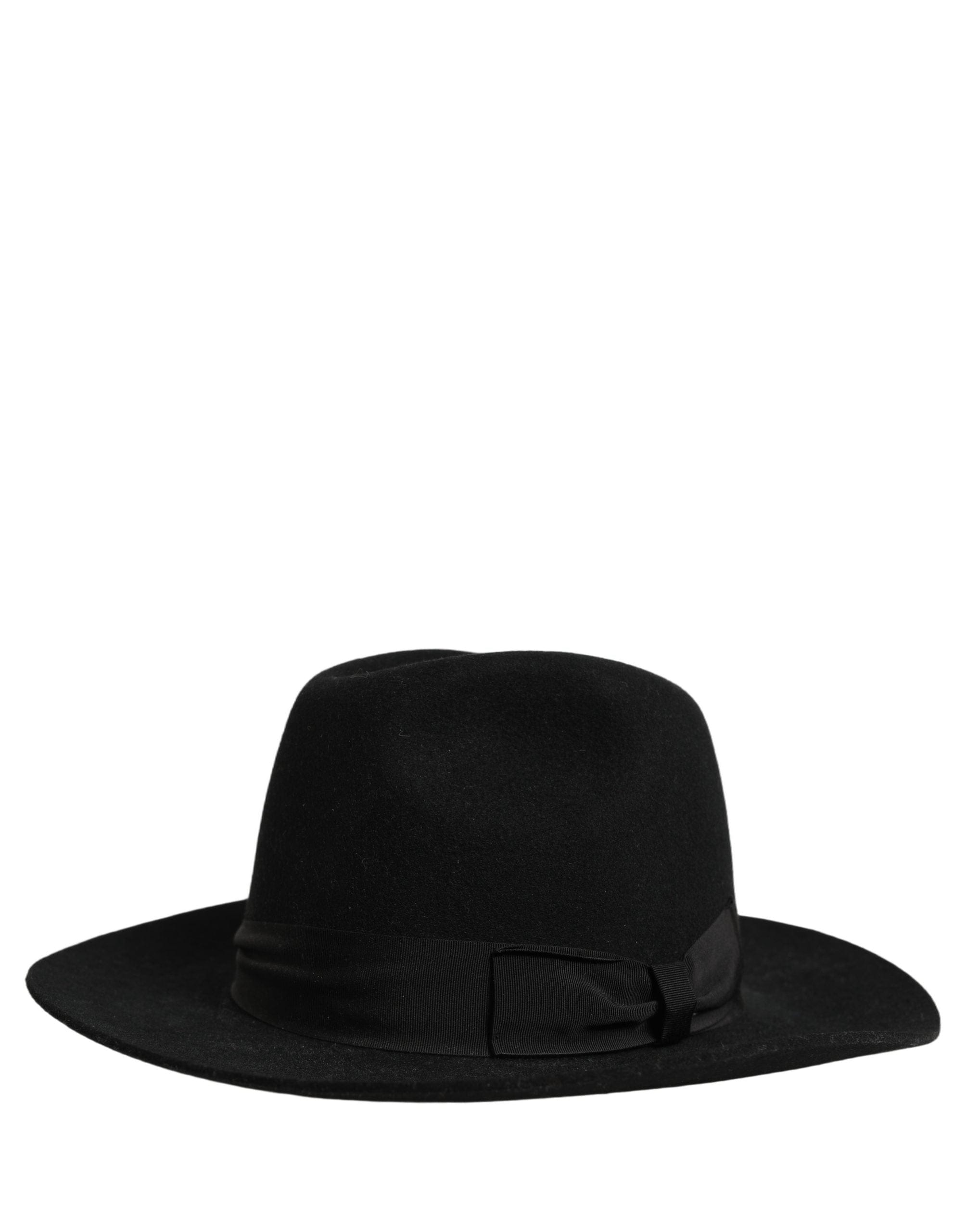 Dolce & Gabbana Men Black Classic Wide Brim Fedora Capello Men's Hat