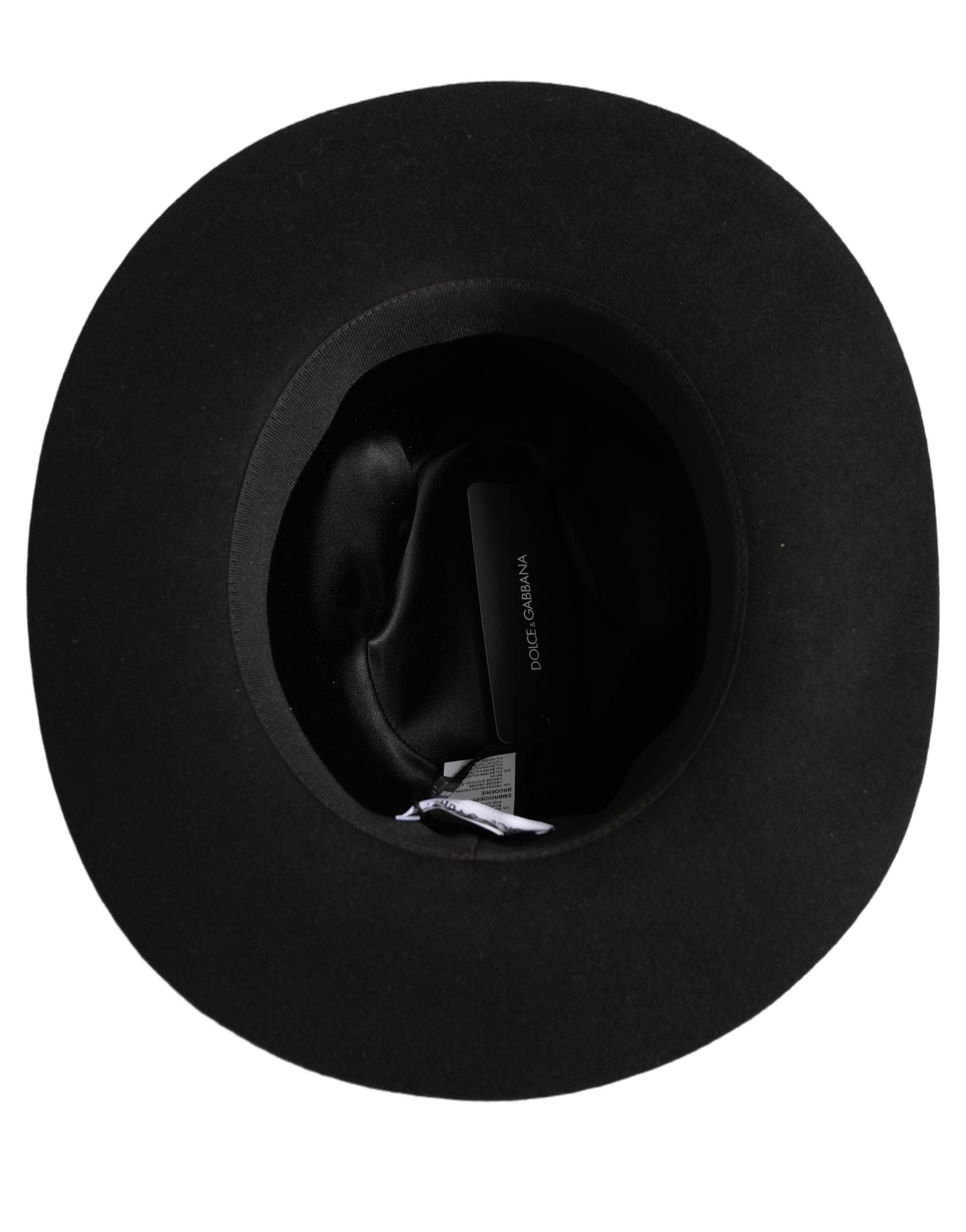 Dolce & Gabbana Men Black Classic Wide Brim Fedora Capello Men's Hat