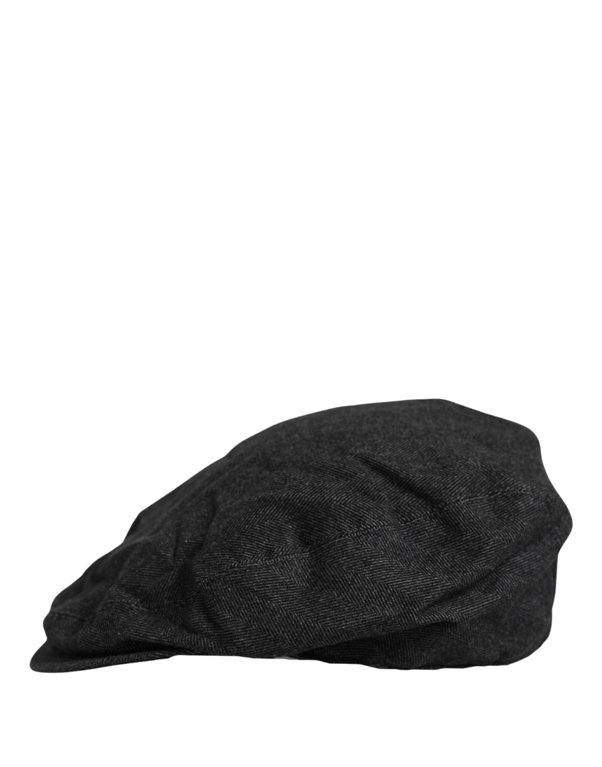 Dolce & Gabbana Men Black Cotton Flat Cloth Newsboy Cap Men's Hat