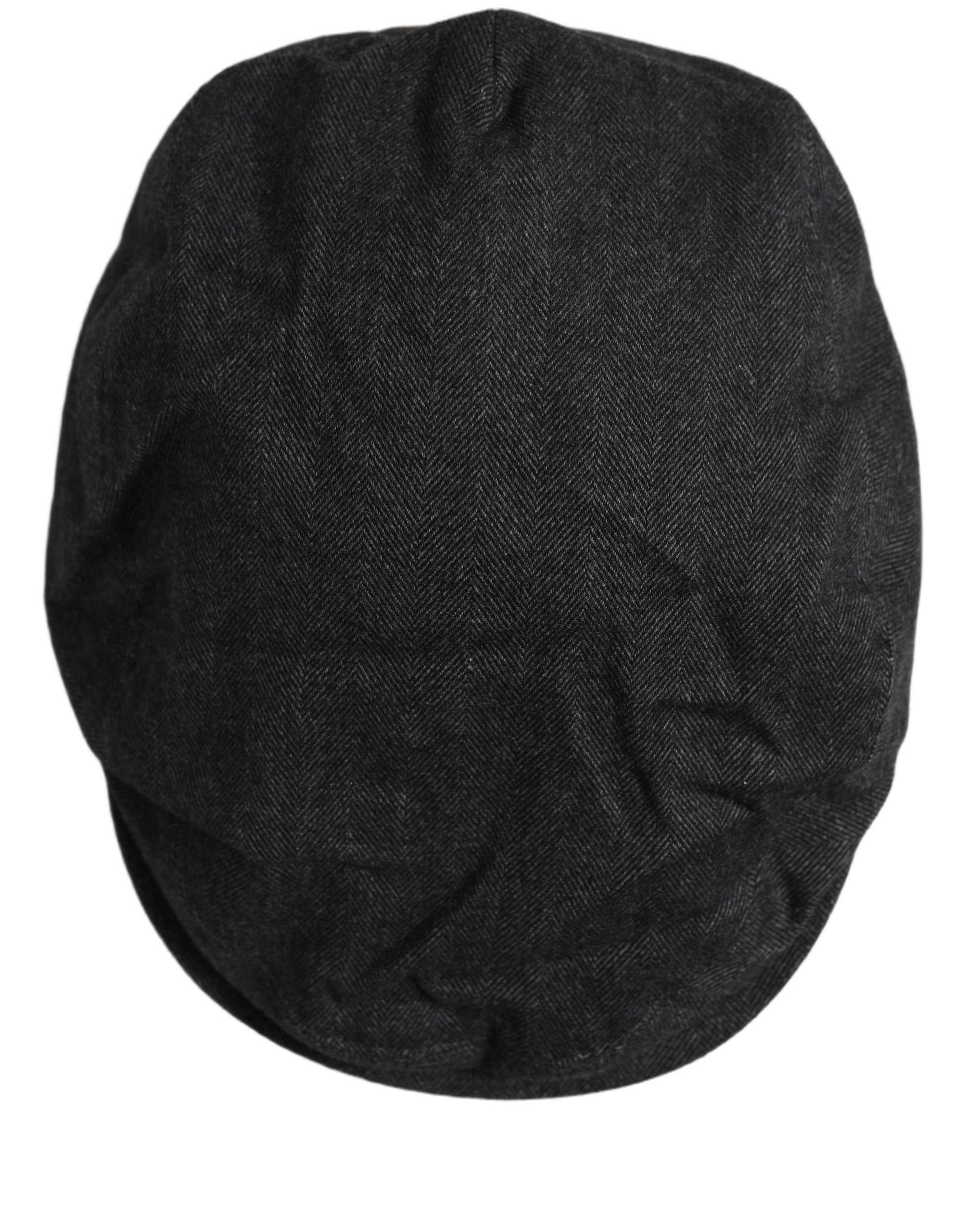 Dolce & Gabbana Men Black Cotton Flat Cloth Newsboy Cap Men's Hat