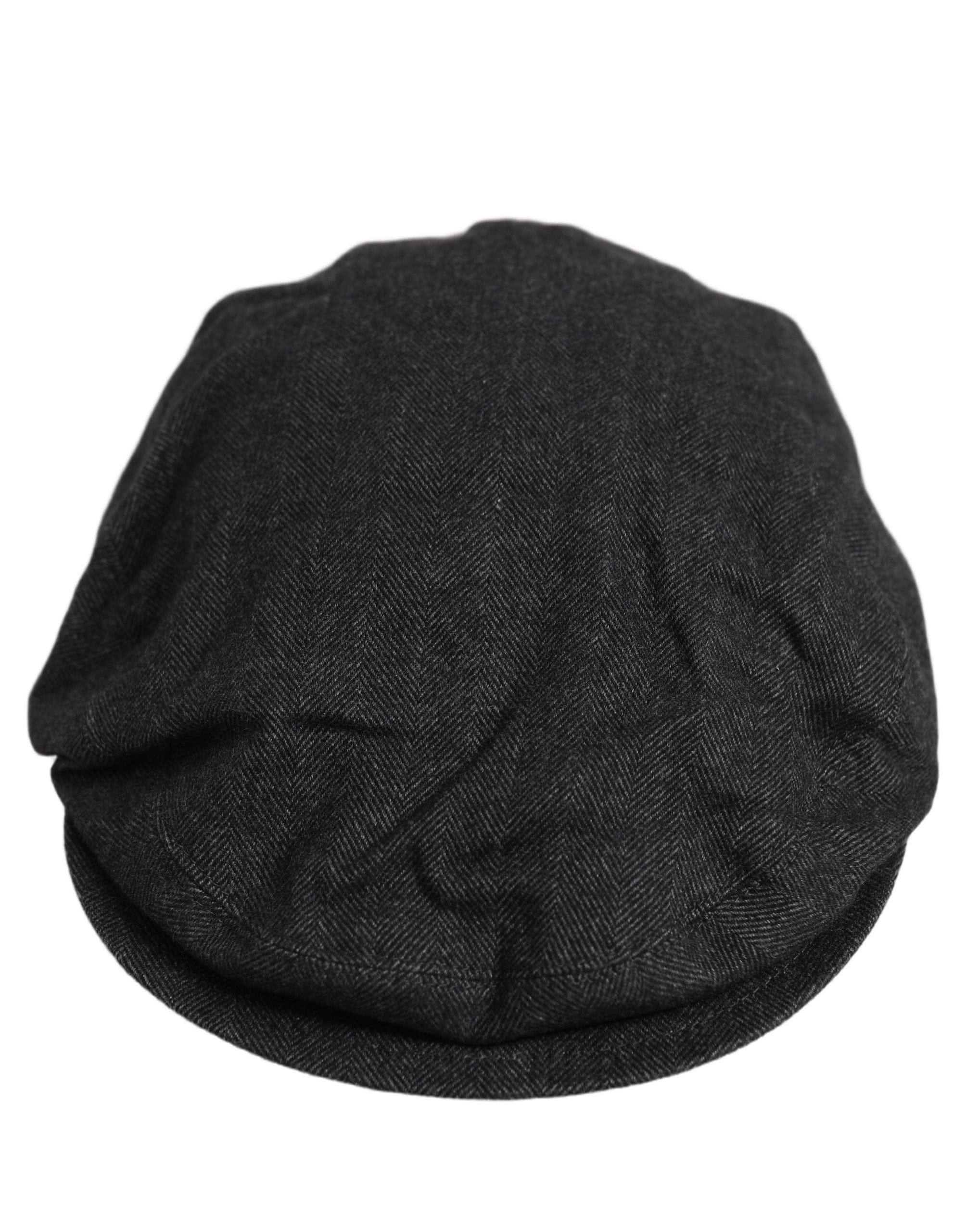 Dolce & Gabbana Men Black Cotton Flat Cloth Newsboy Cap Men's Hat