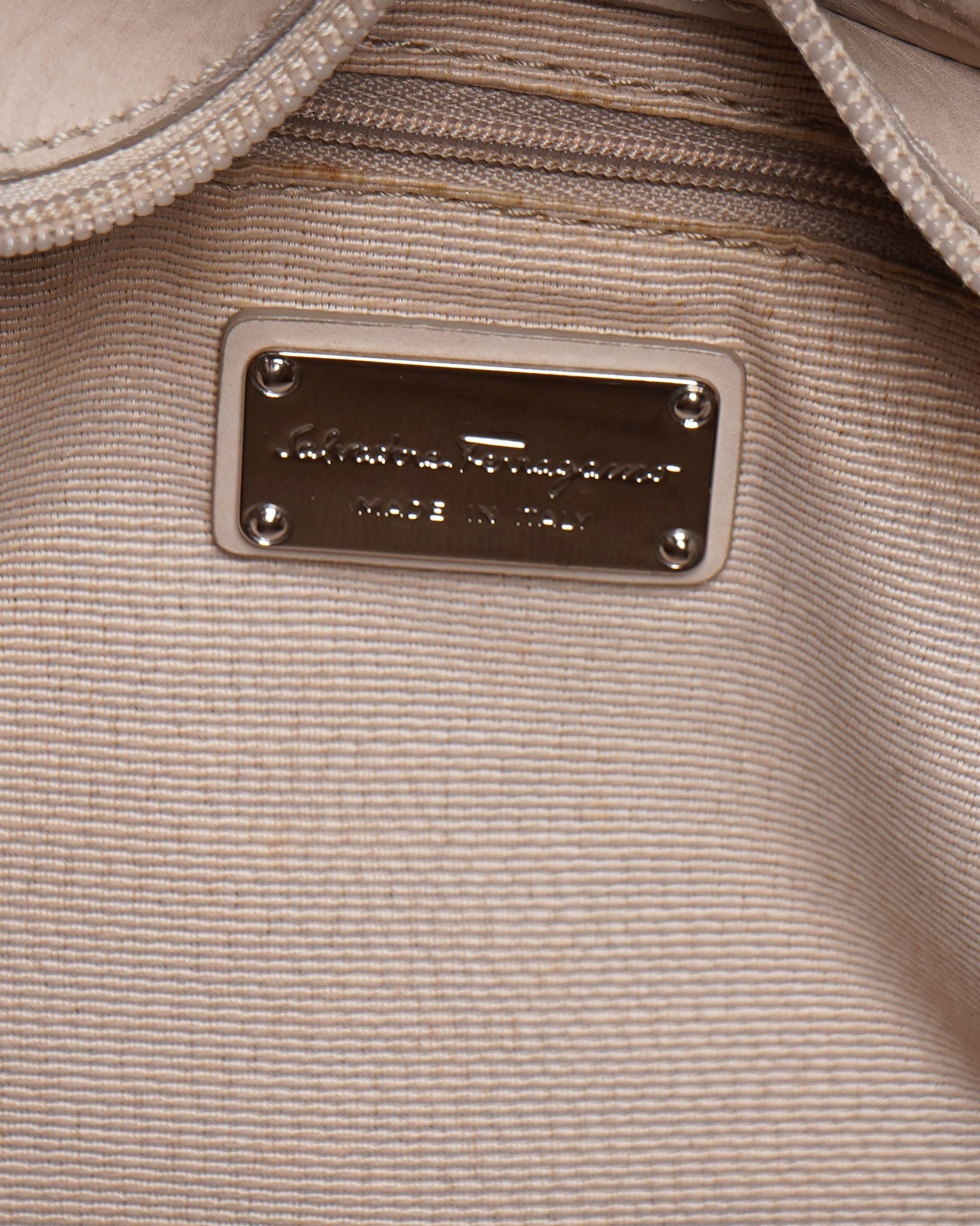 Salvatore Ferragamo Gancini Beige Shoulder Bag