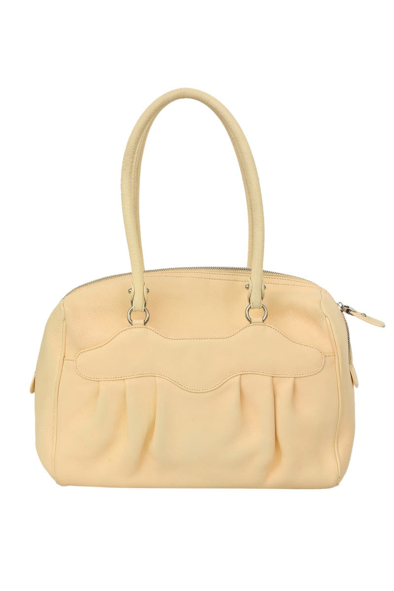 Salvatore Ferragamo Cream Leather Shoulder Bag