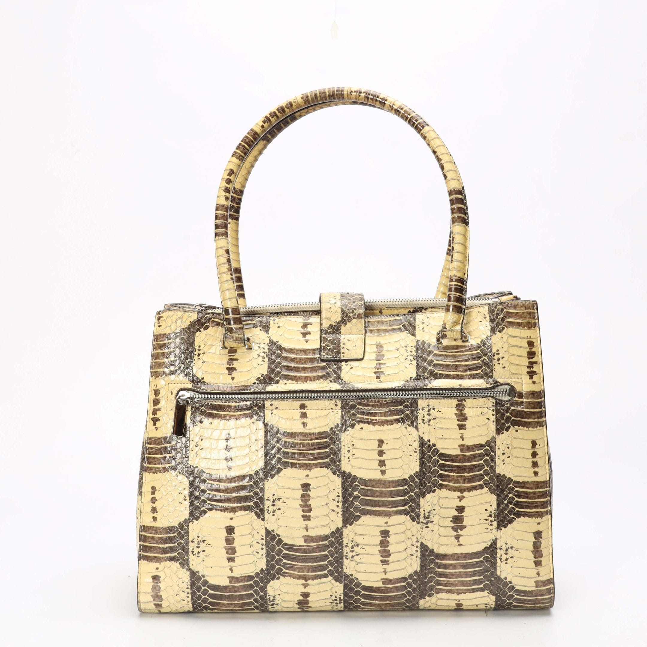 Salvatore Ferragamo Beige/Brown Python Shoulder Bag