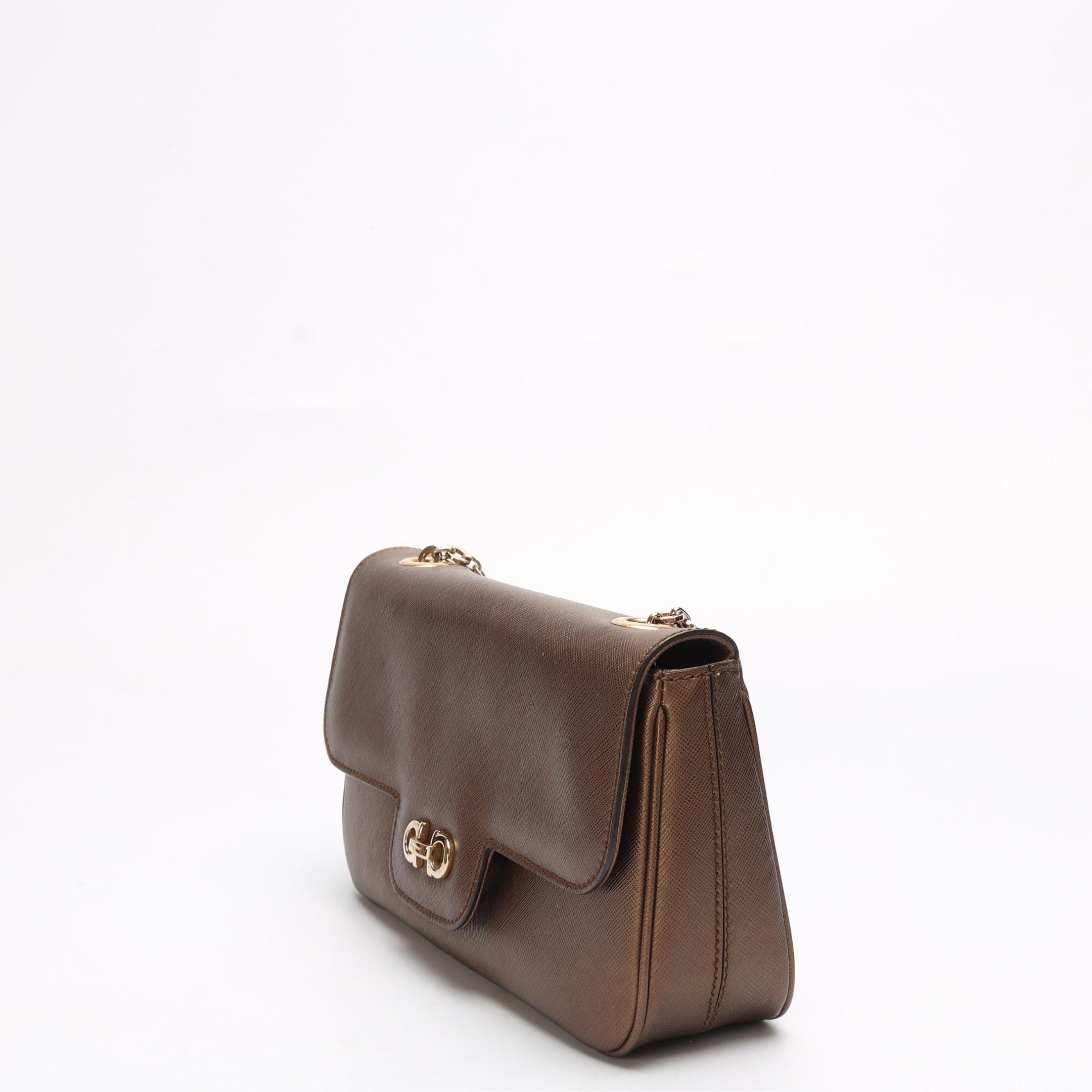 Salvatore Ferragamo Brown Gancini Chain Shoulder Bag