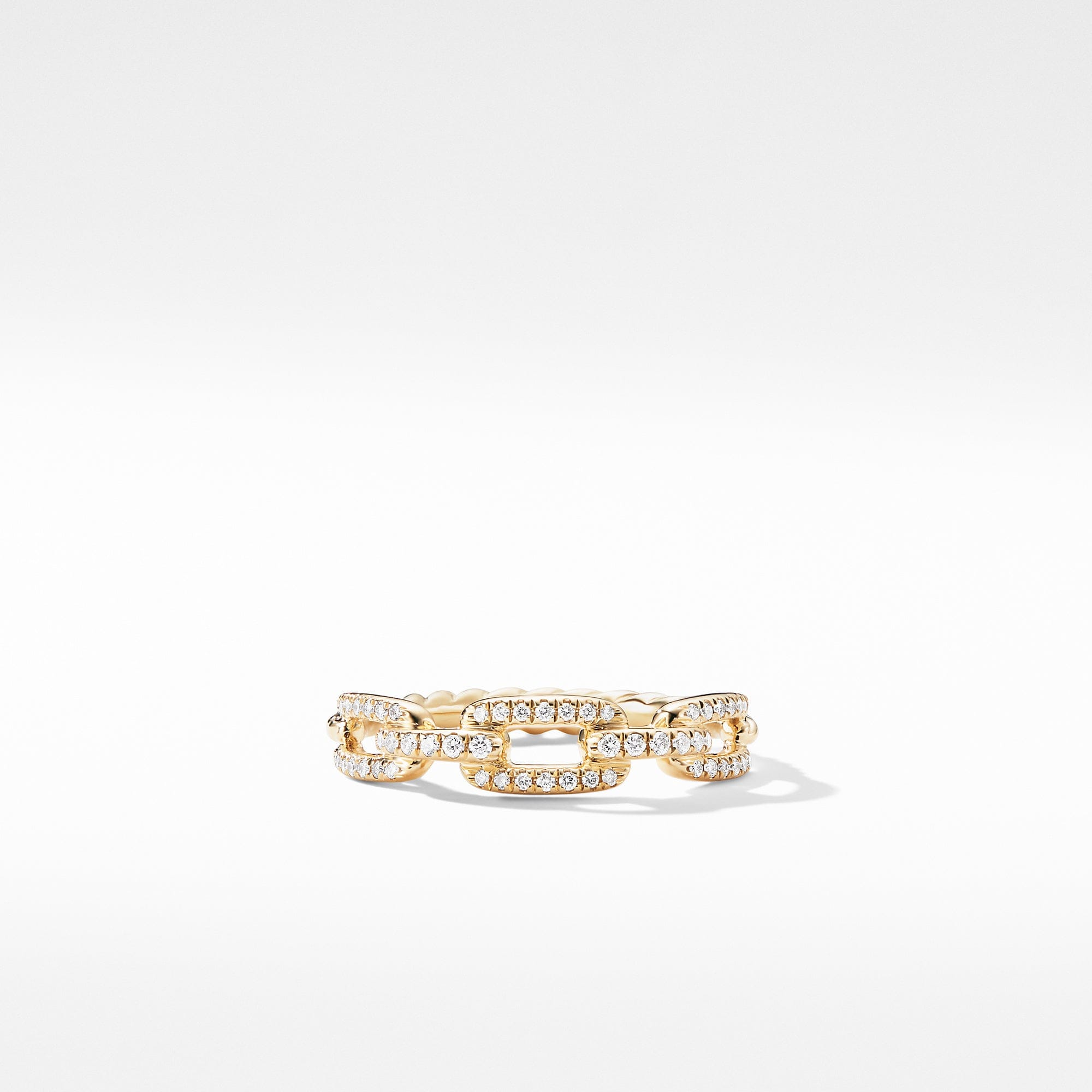 David Yurman Stax Single Row Pave Chain Link Ring with Diamonds in 18K Gold - R13037D88ADI
