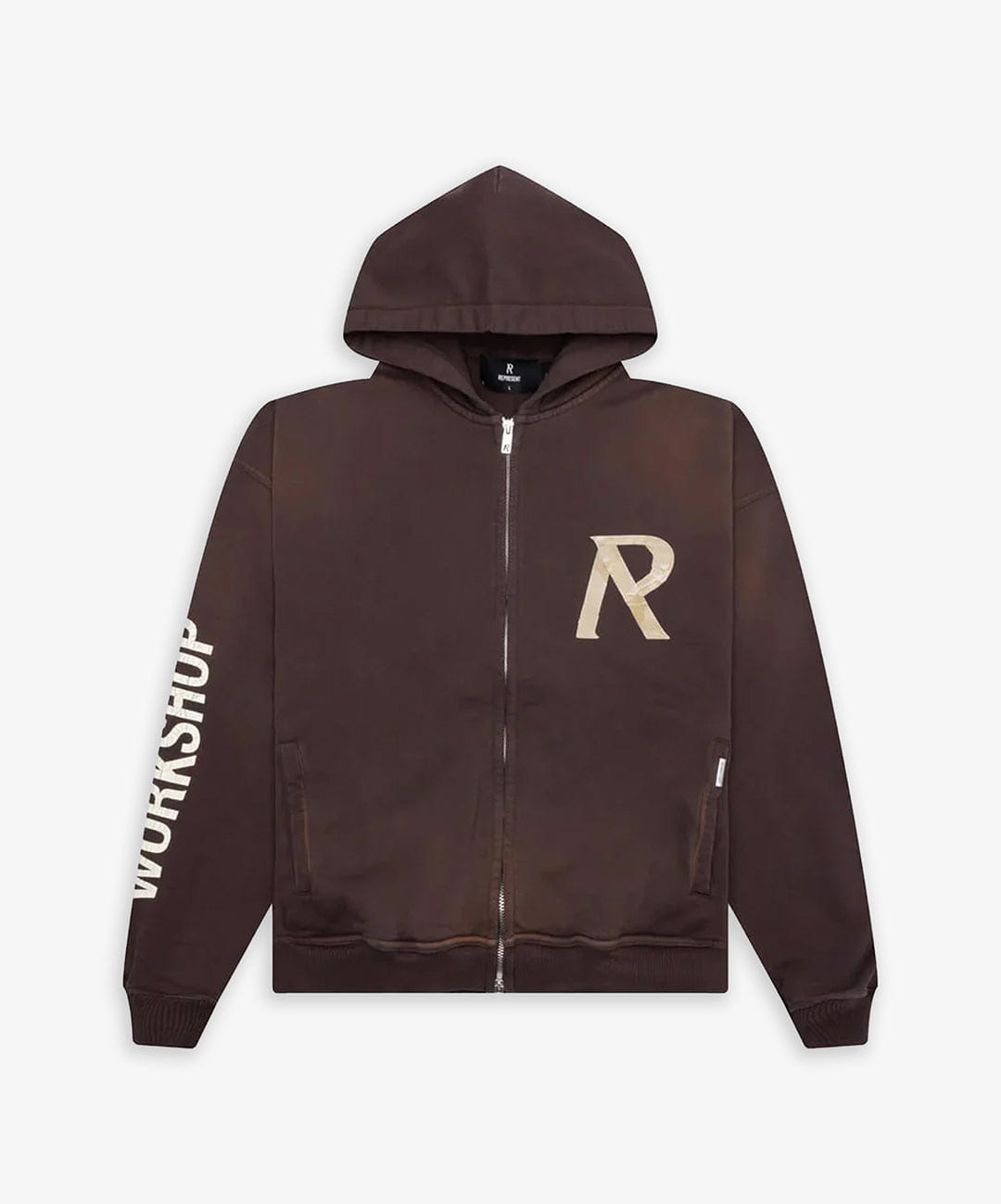 Represent | MASKING TAPE INITIAL ZIP HOODIE { CEDAR