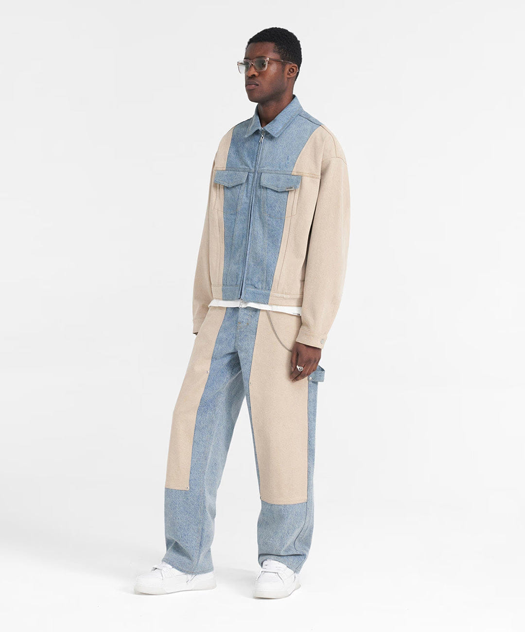 REPRESENT | R4 COLOUR BLOCK DENIM JACKET { BLUE