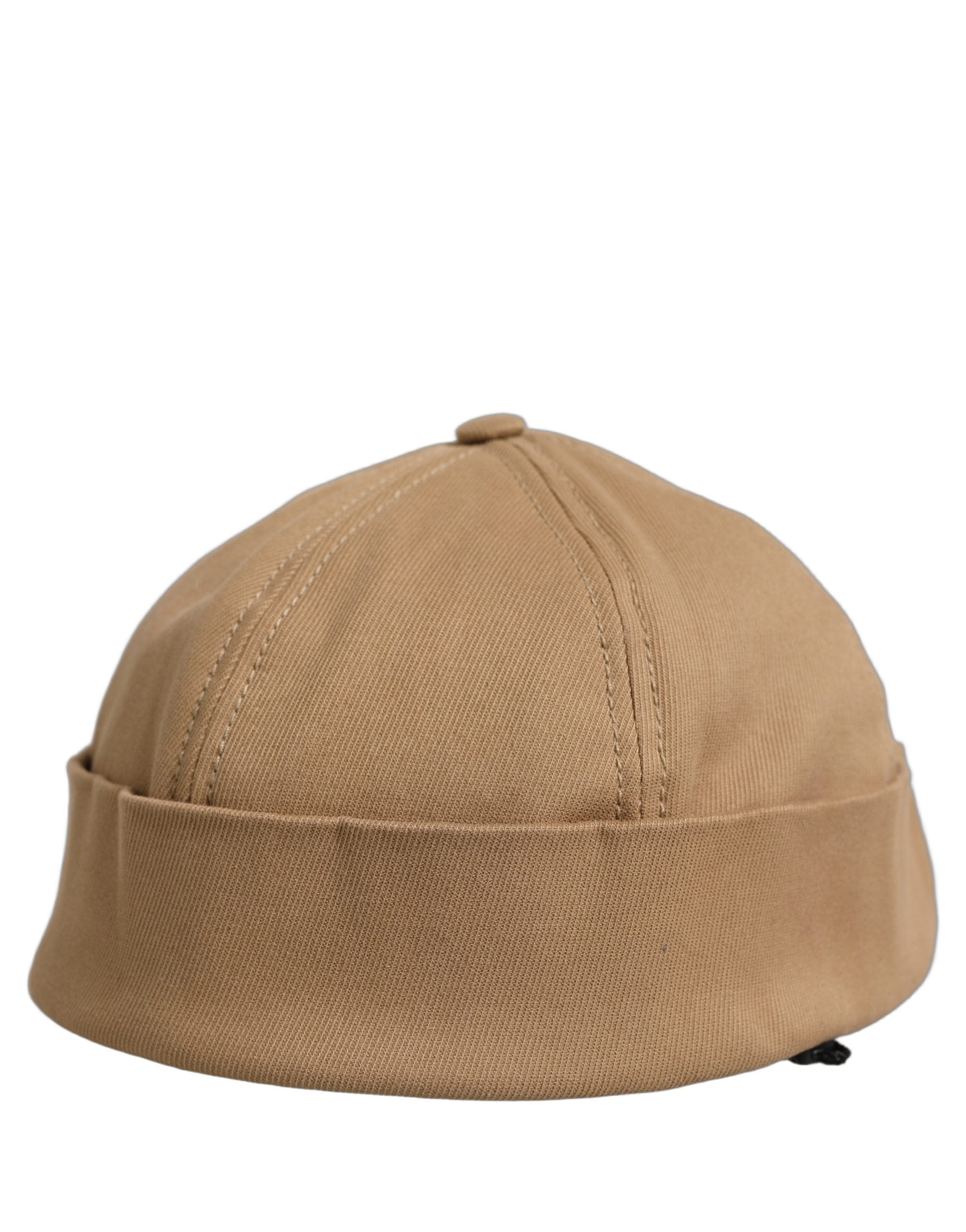 Dolce & Gabbana Men Khaki Cotton Docker Capello Brimless Men's Hat