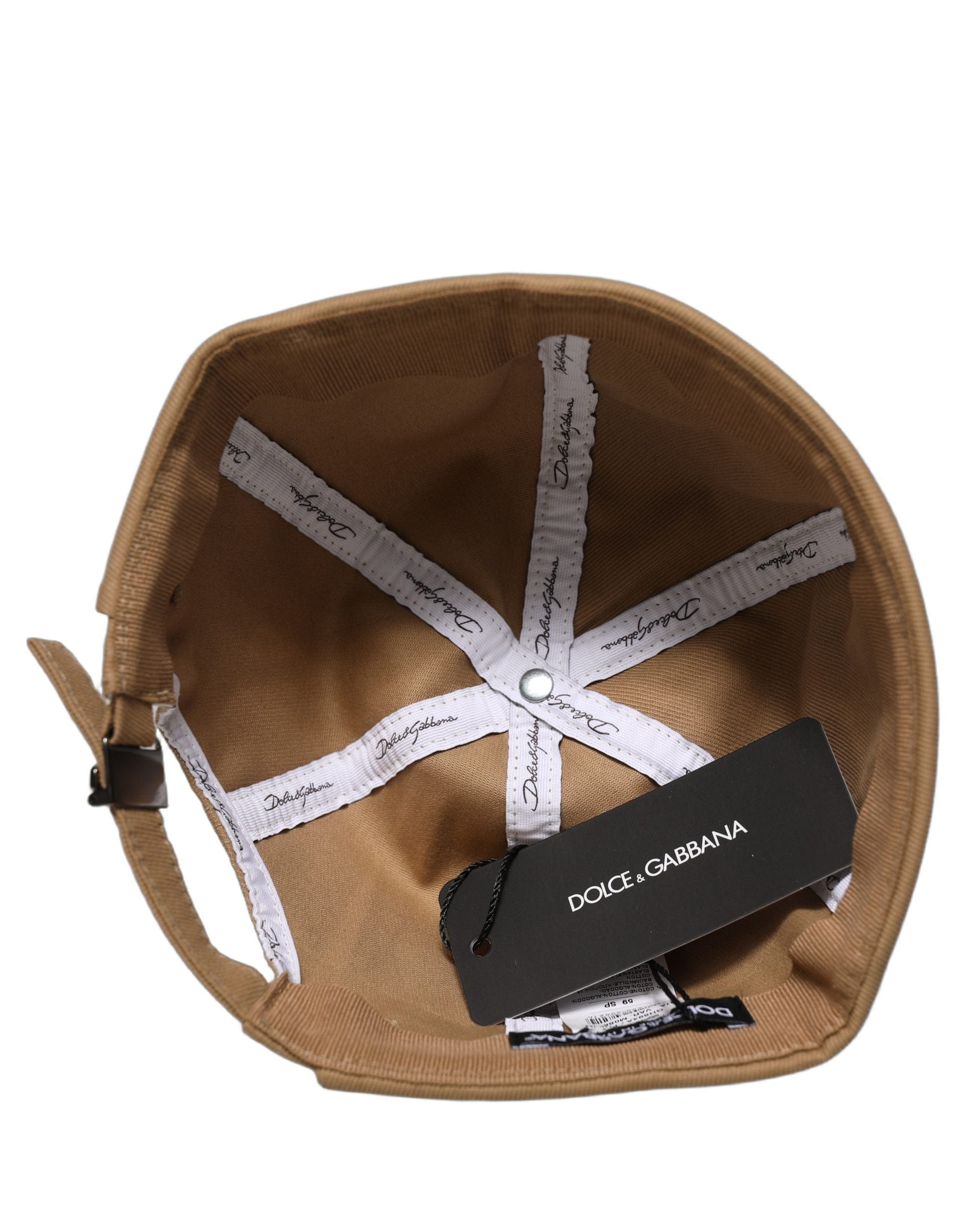 Dolce & Gabbana Men Khaki Cotton Docker Capello Brimless Men's Hat