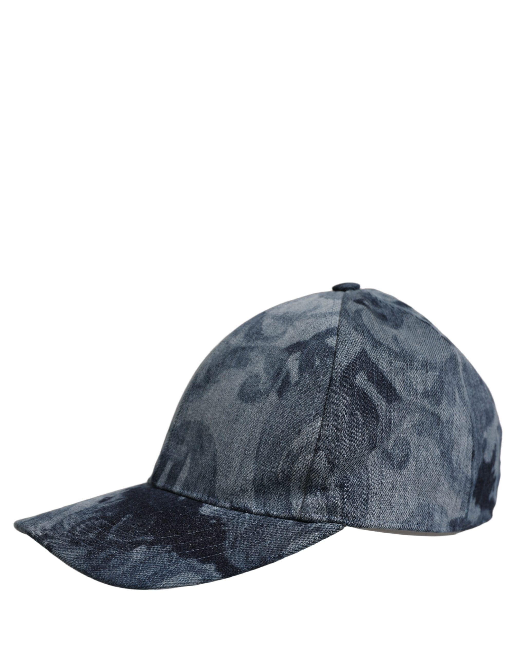 Dolce & Gabbana Men Blue All Over Logo Cotton Baseball Cap Men's Hat