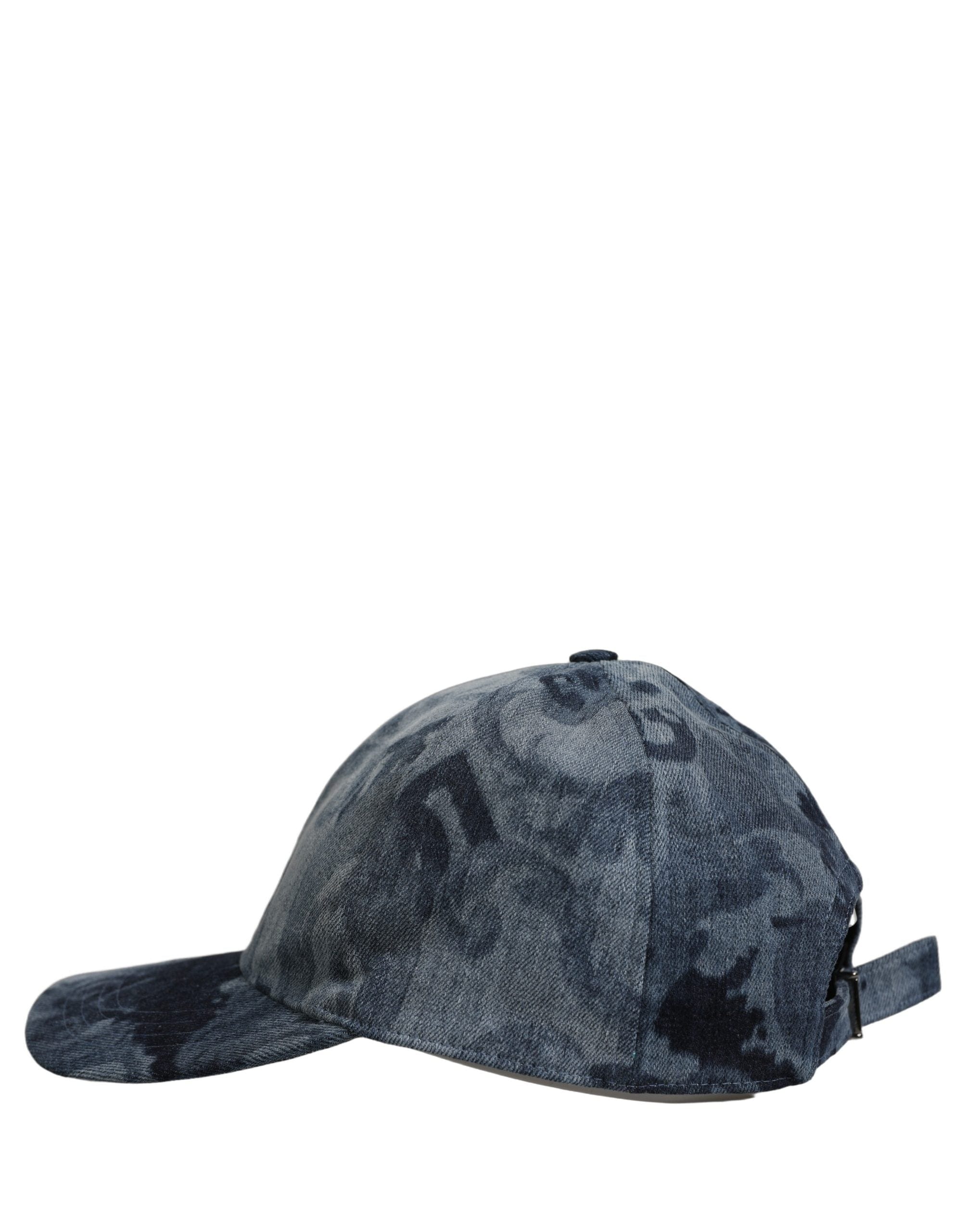 Dolce & Gabbana Men Blue All Over Logo Cotton Baseball Cap Men's Hat