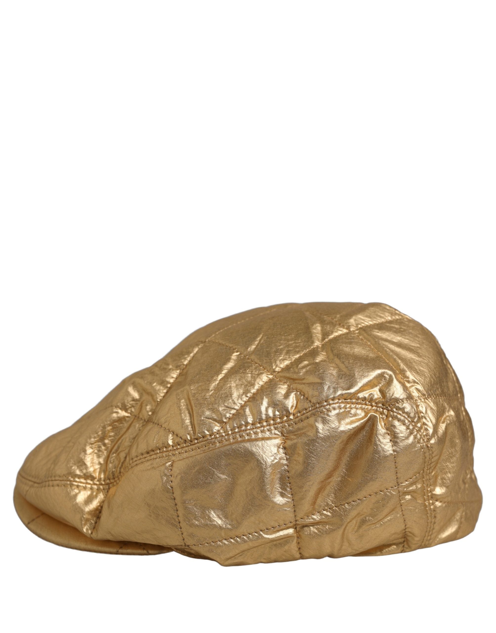Dolce & Gabbana Men Gold Wide Quilted Newsboy Capello Men's Hat