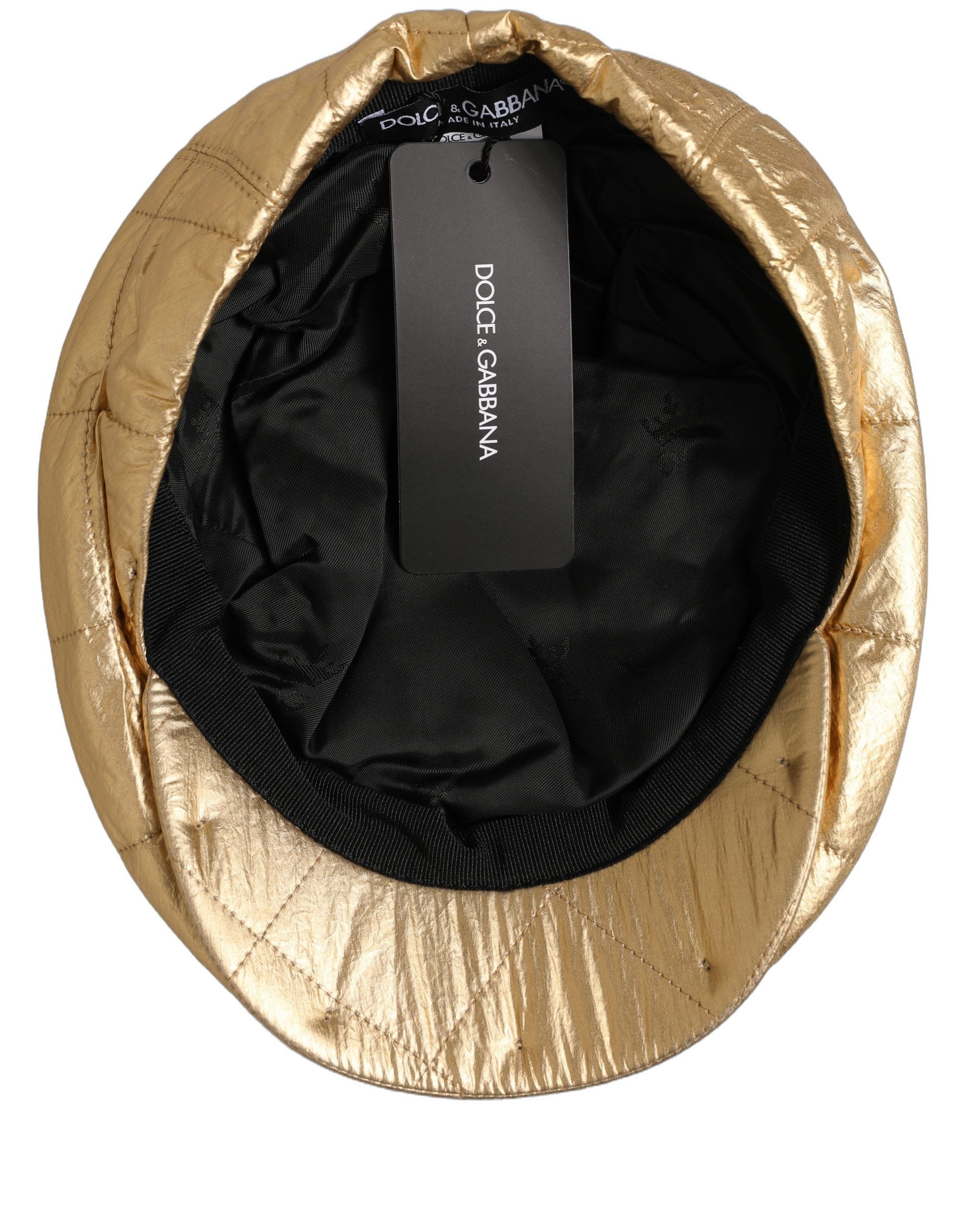 Dolce & Gabbana Men Gold Wide Quilted Newsboy Capello Men's Hat