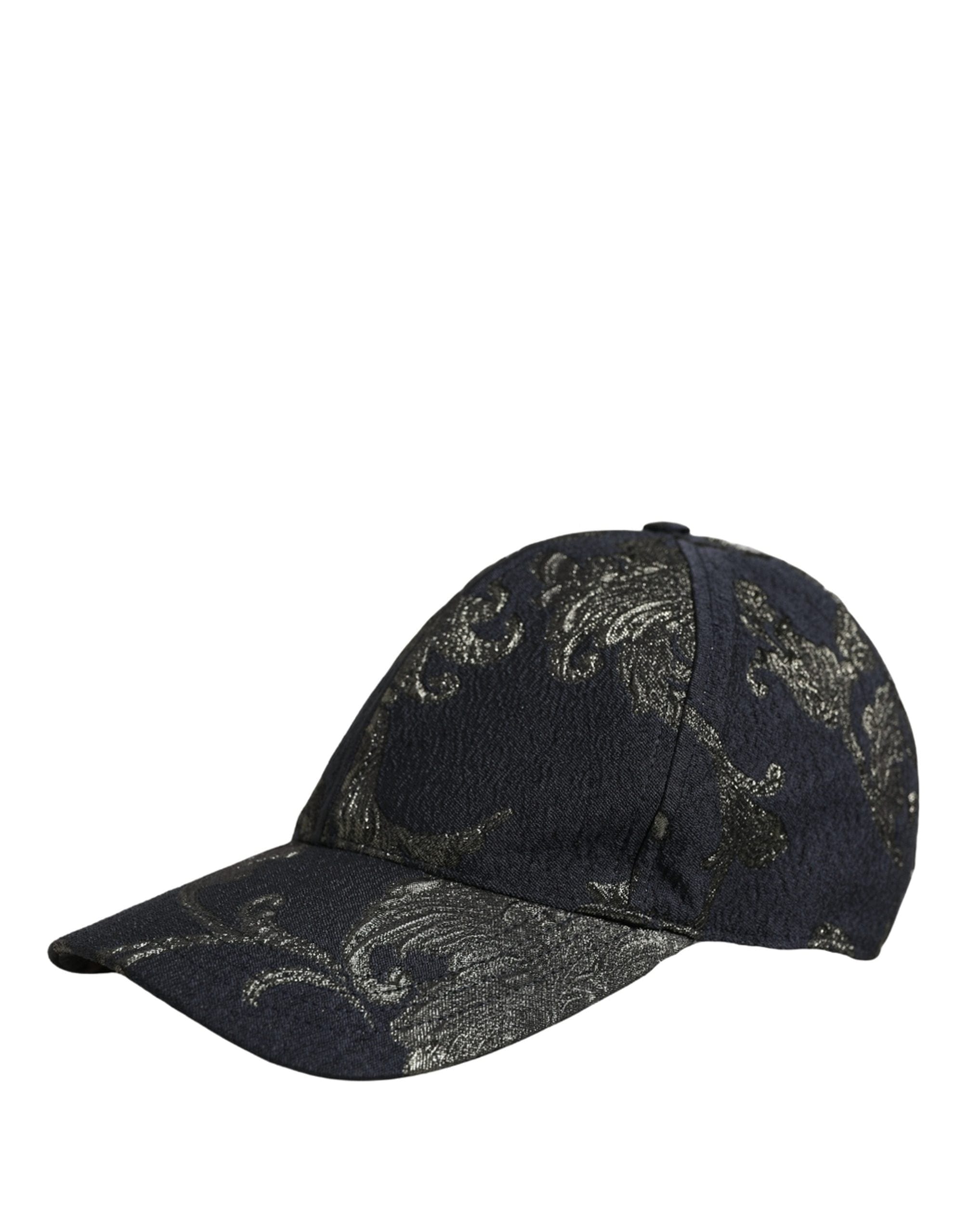 Dolce & Gabbana Men Black Floral Barocco Cotton Baseball Cap Men's Hat