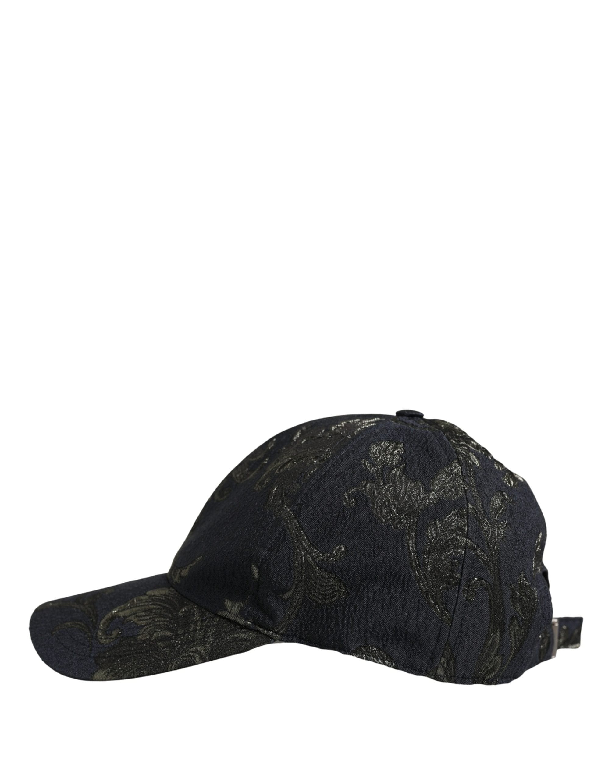 Dolce & Gabbana Men Black Floral Barocco Cotton Baseball Cap Men's Hat
