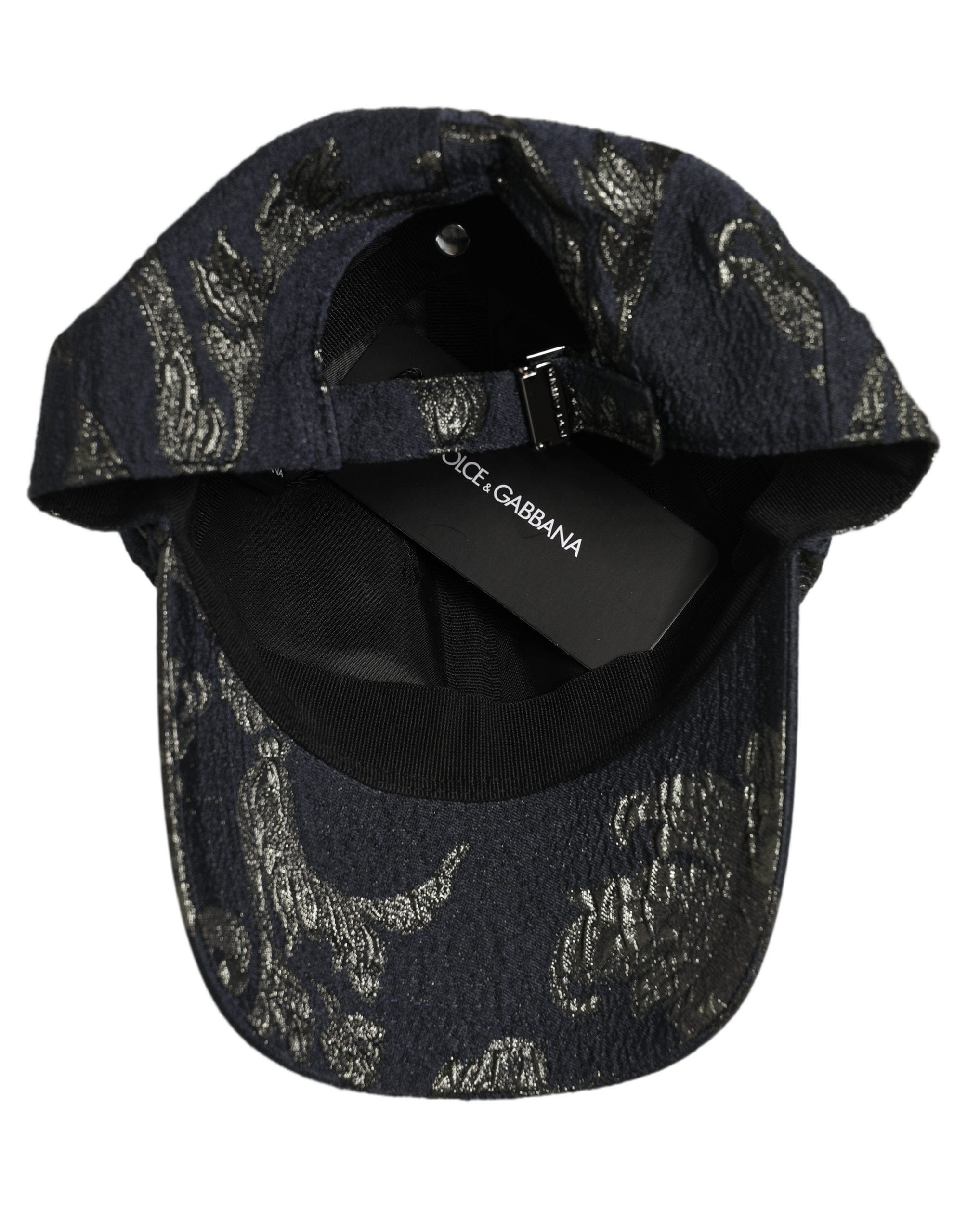 Dolce & Gabbana Men Black Floral Barocco Cotton Baseball Cap Men's Hat