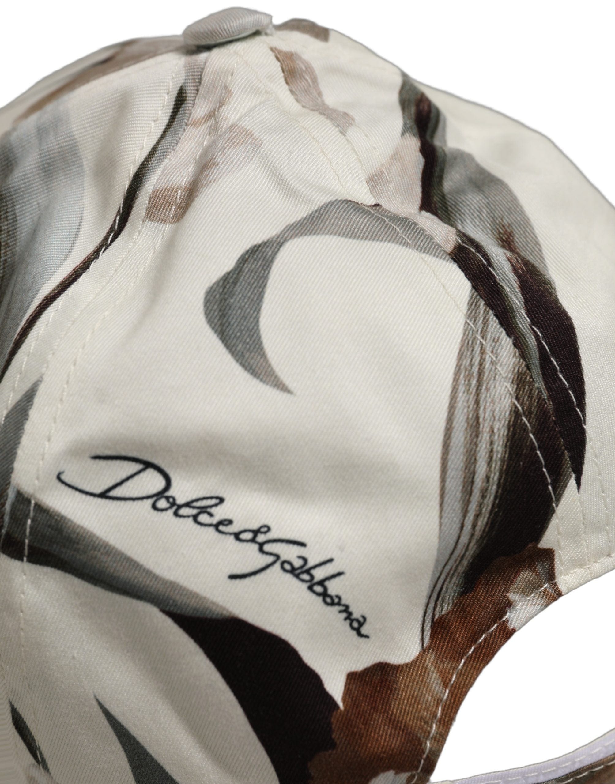 Dolce & Gabbana Men Beige Floral Cotton Baseball Capello Men's Hat