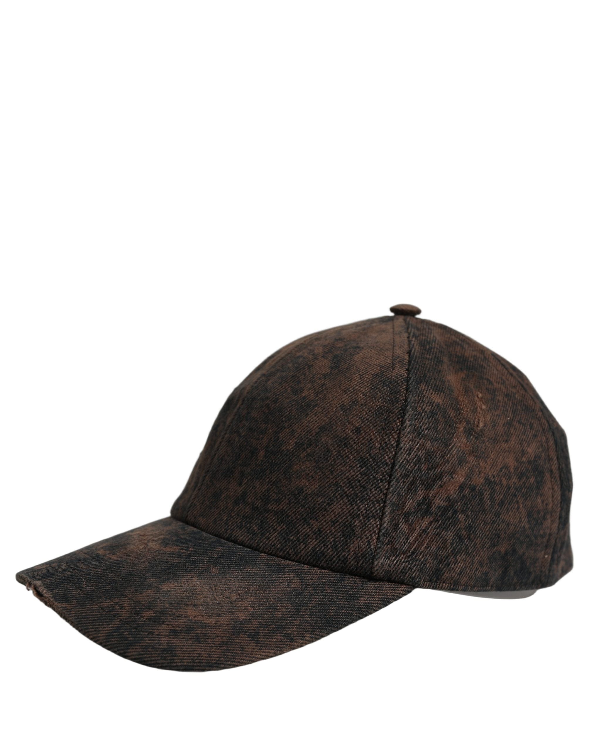 Dolce & Gabbana Men Brown Cotton Distressed Baseball Cap Men's Hat