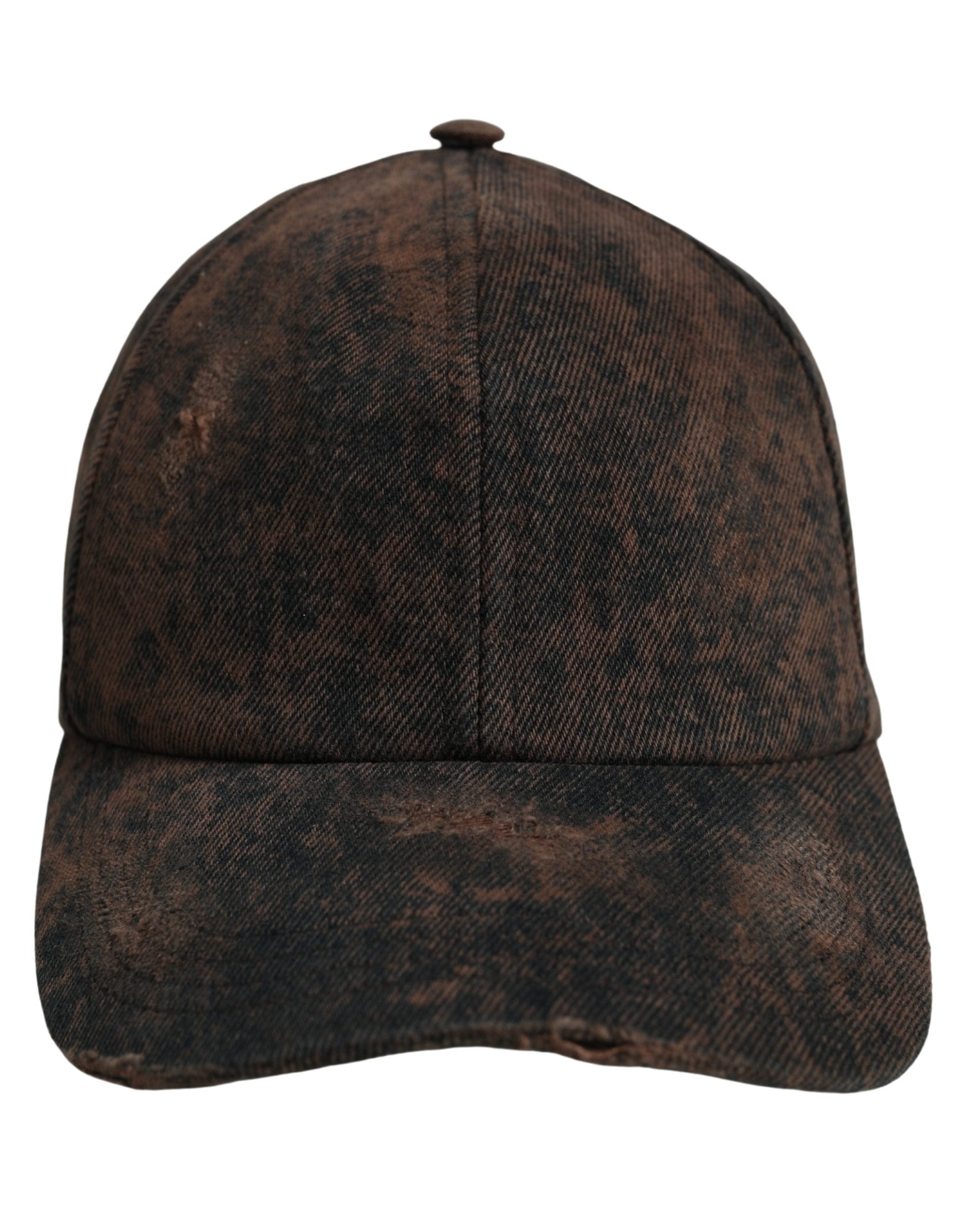 Dolce & Gabbana Men Brown Cotton Distressed Baseball Cap Men's Hat