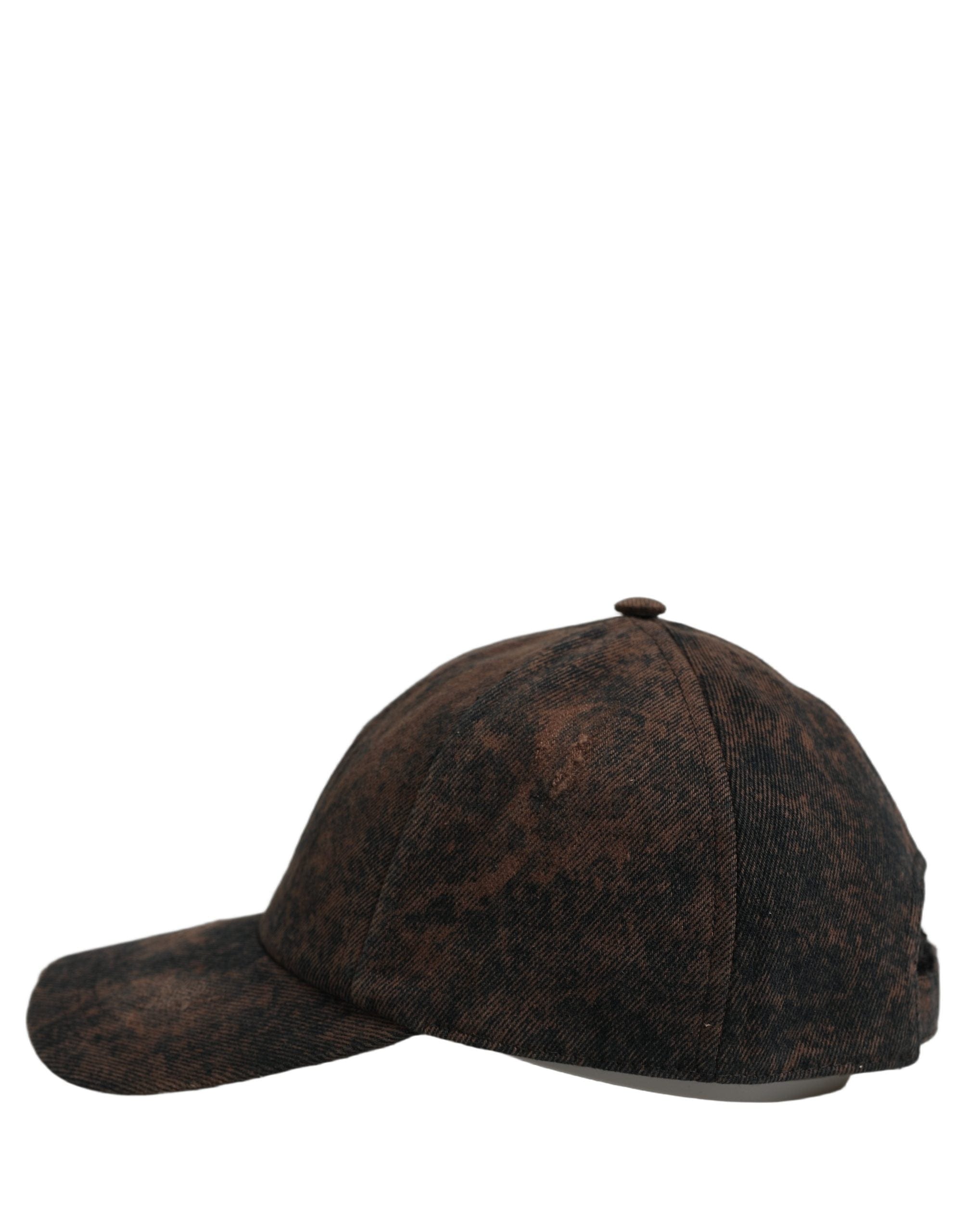 Dolce & Gabbana Men Brown Cotton Distressed Baseball Cap Men's Hat