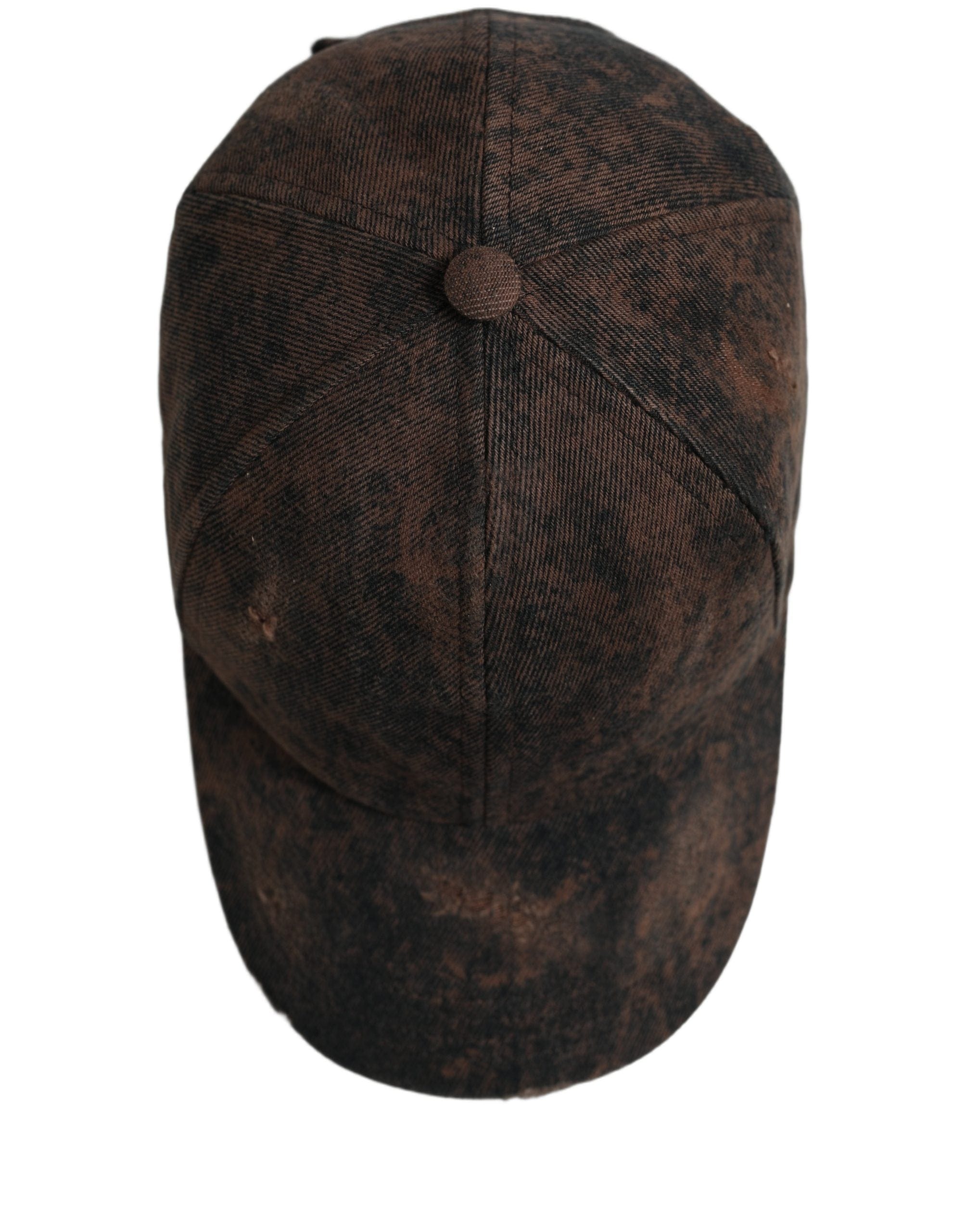 Dolce & Gabbana Men Brown Cotton Distressed Baseball Cap Men's Hat