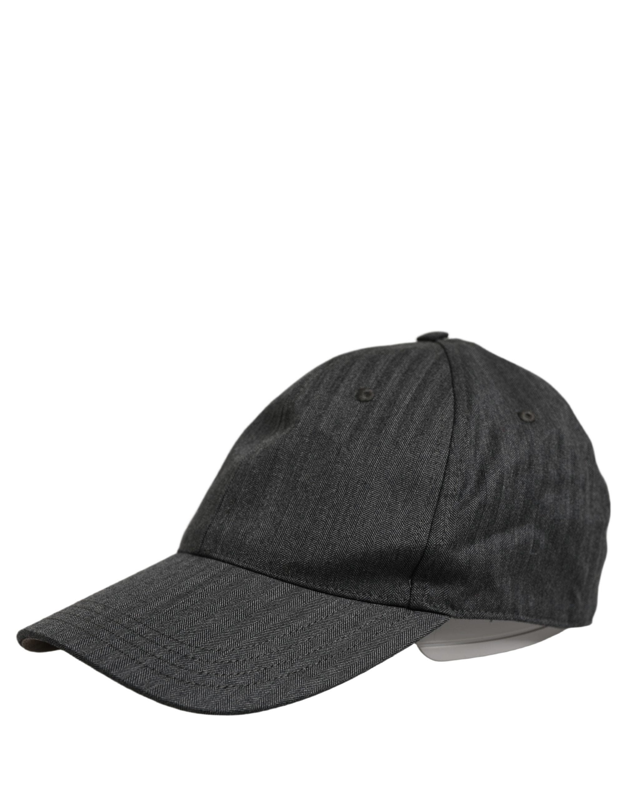 Dolce & Gabbana Men Dark Gray Herringbone Baseball Cap Men's Hat