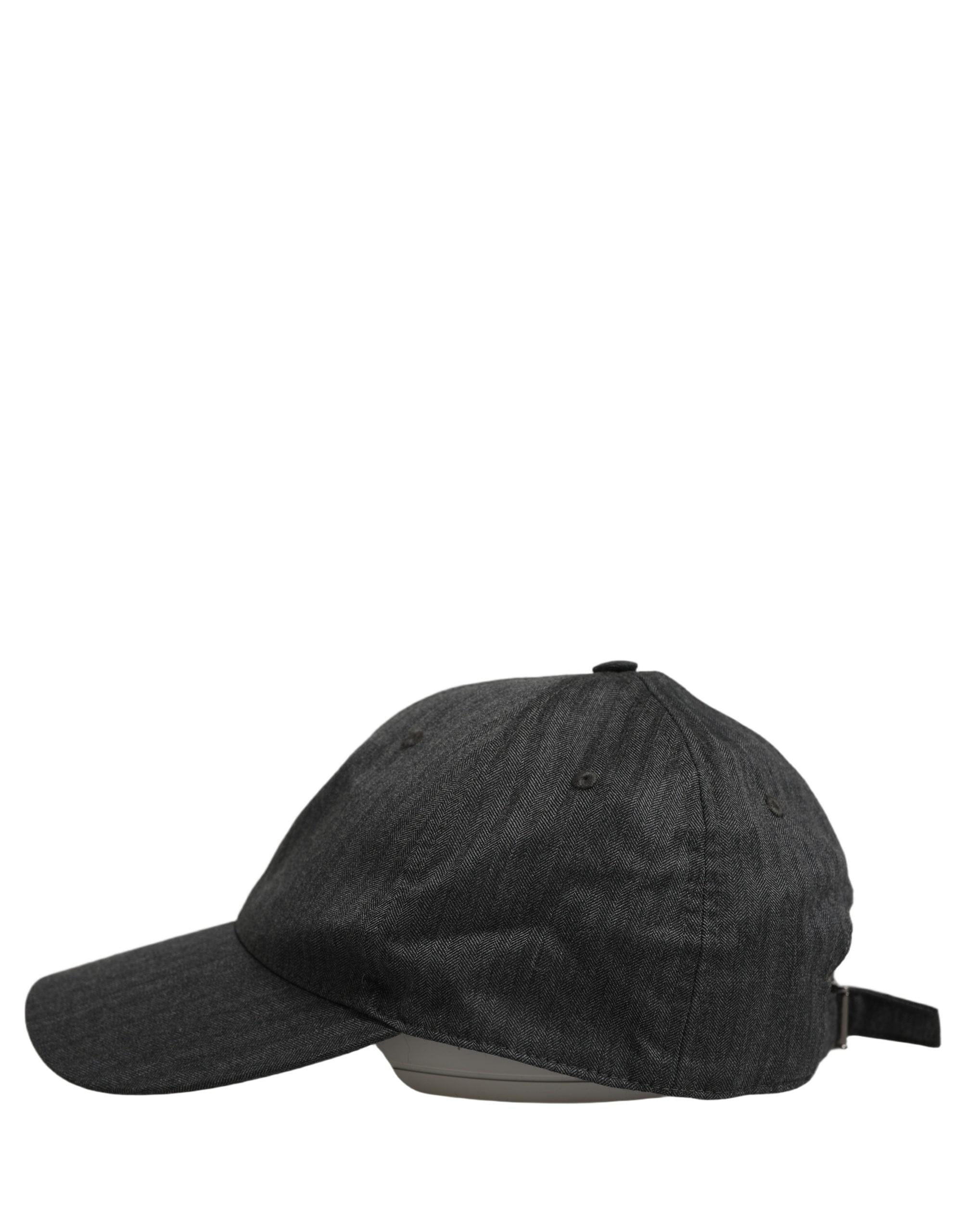 Dolce & Gabbana Men Dark Gray Herringbone Baseball Cap Men's Hat