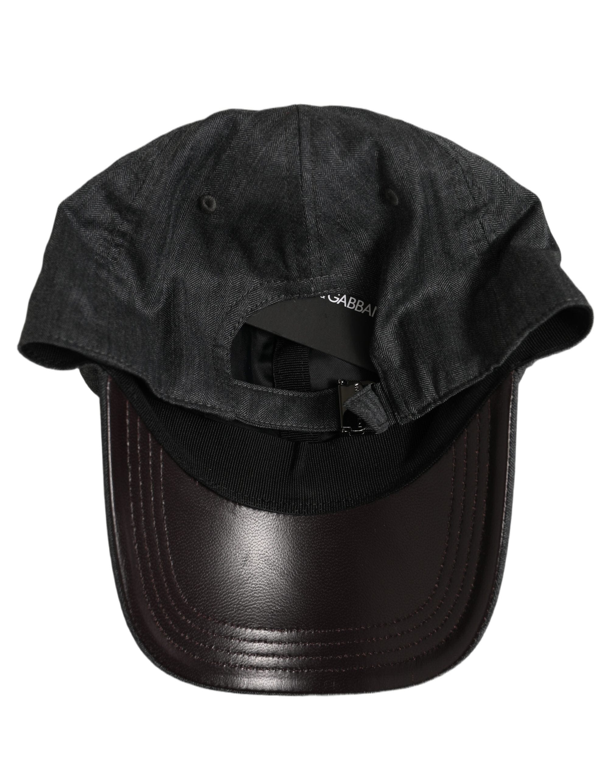 Dolce & Gabbana Men Dark Gray Herringbone Baseball Cap Men's Hat