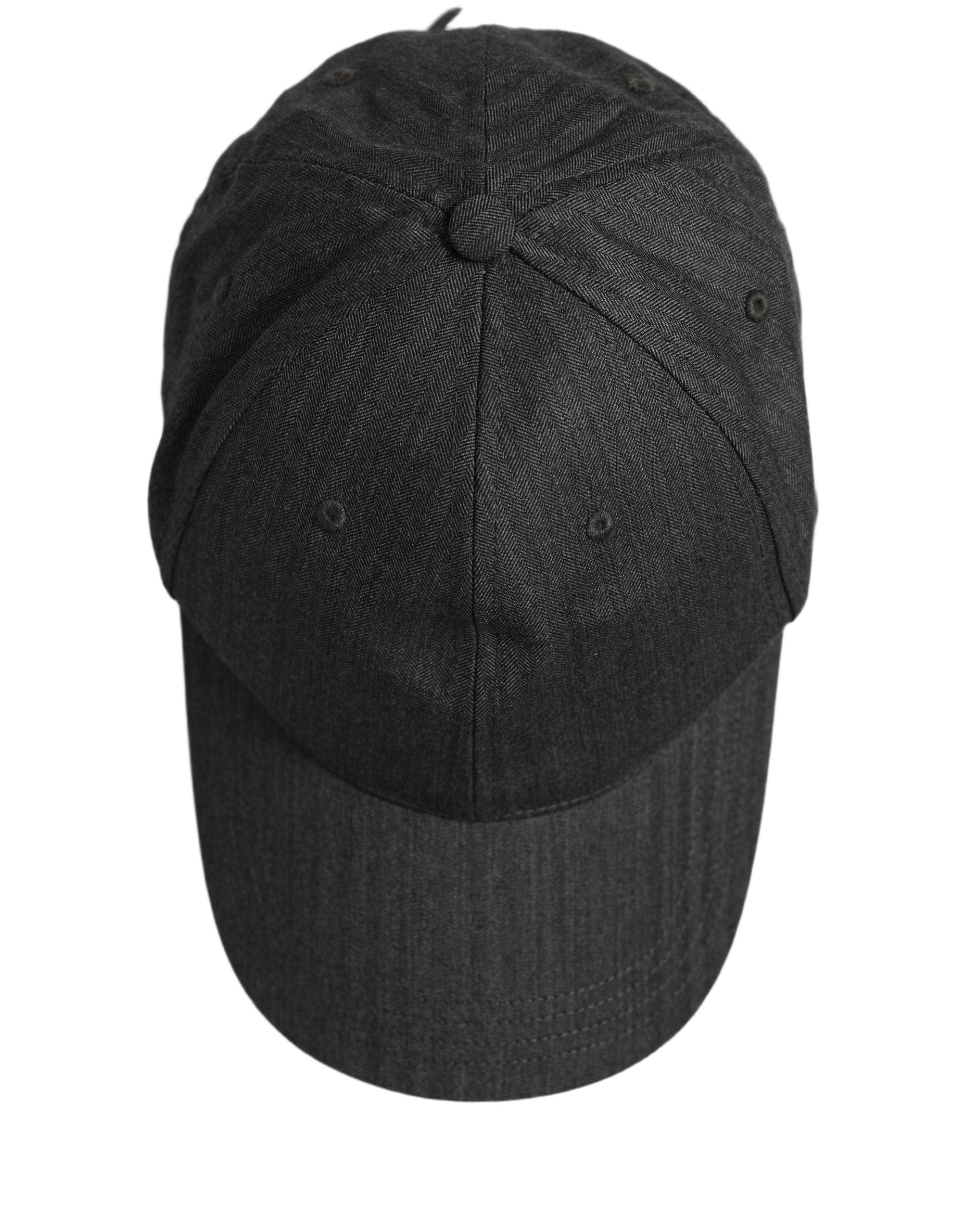 Dolce & Gabbana Men Dark Gray Herringbone Baseball Cap Men's Hat