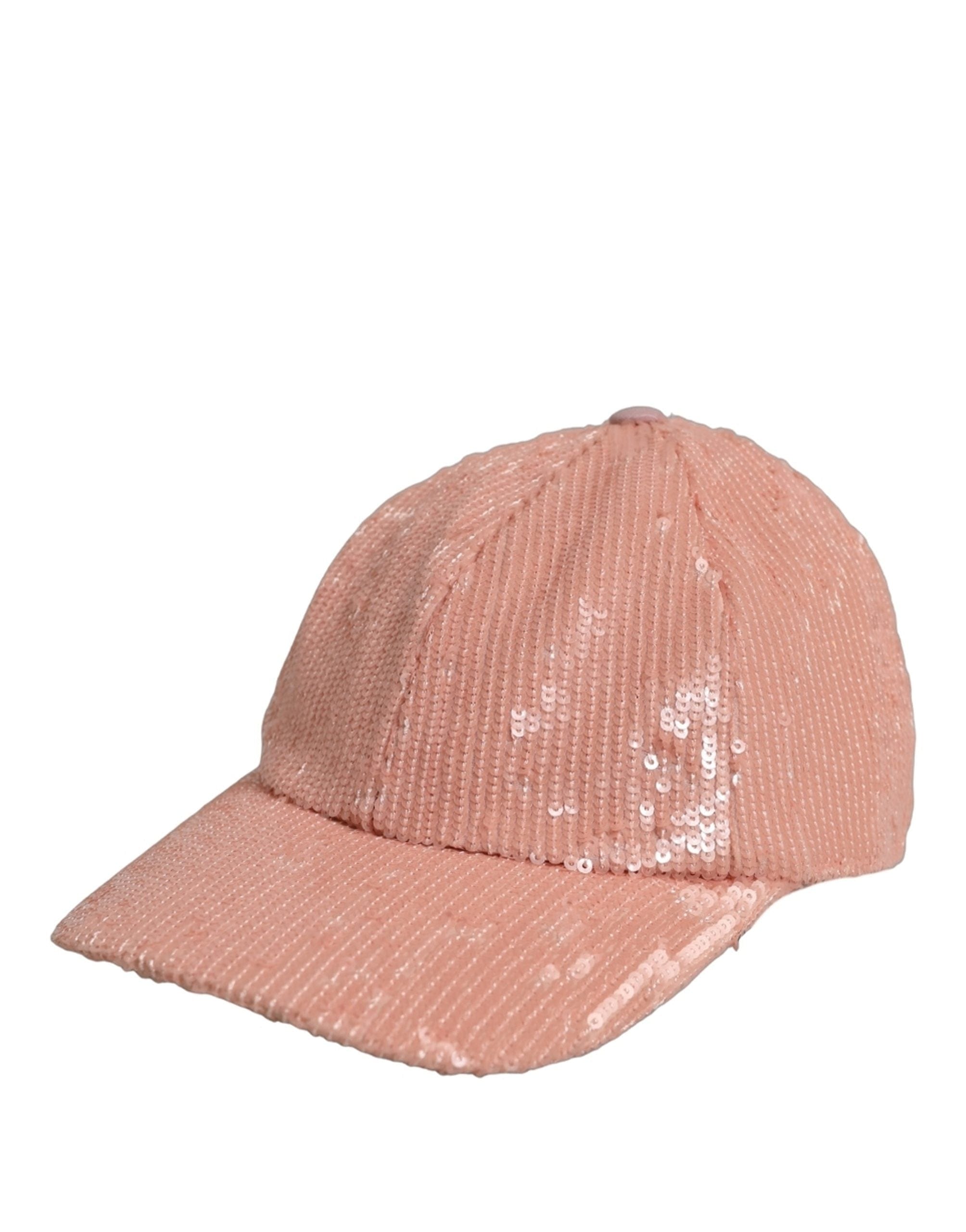 Dolce & Gabbana Men Pink Cotton Sequin Baseball Cap 6 Panels Men's Hat