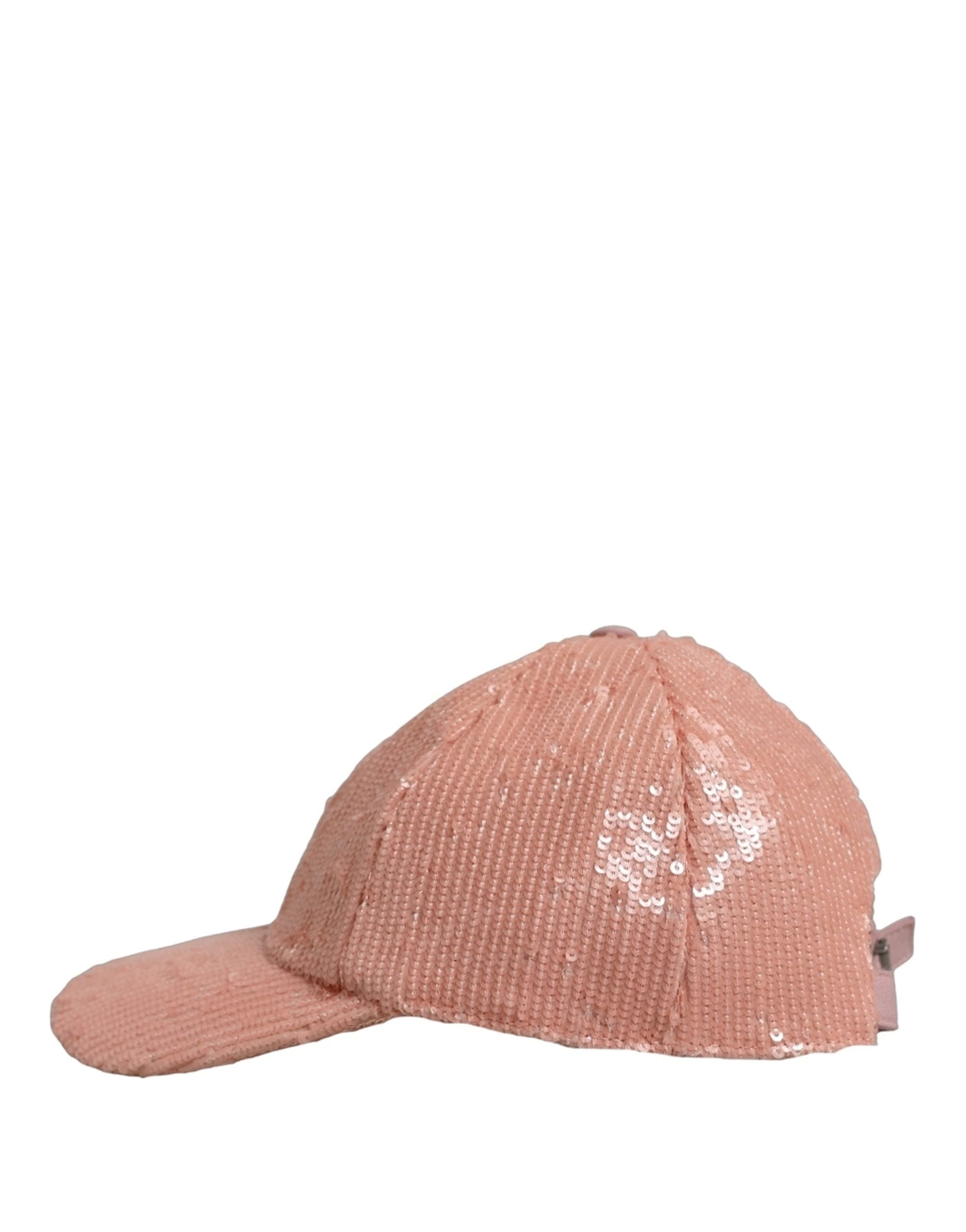 Dolce & Gabbana Men Pink Cotton Sequin Baseball Cap 6 Panels Men's Hat