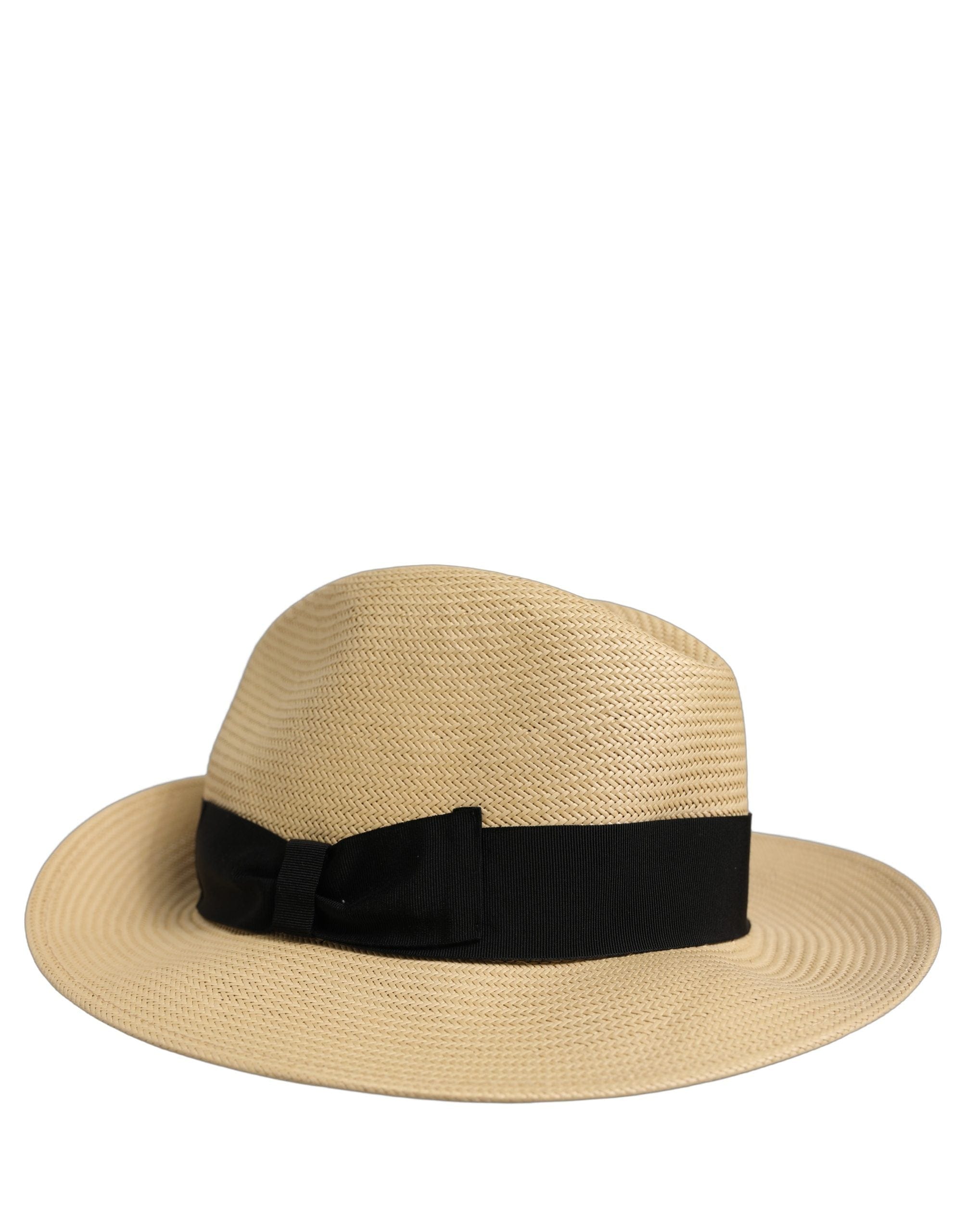 Dolce & Gabbana Men Beige Paper Straw Fedora Panama Capello Men's Hat
