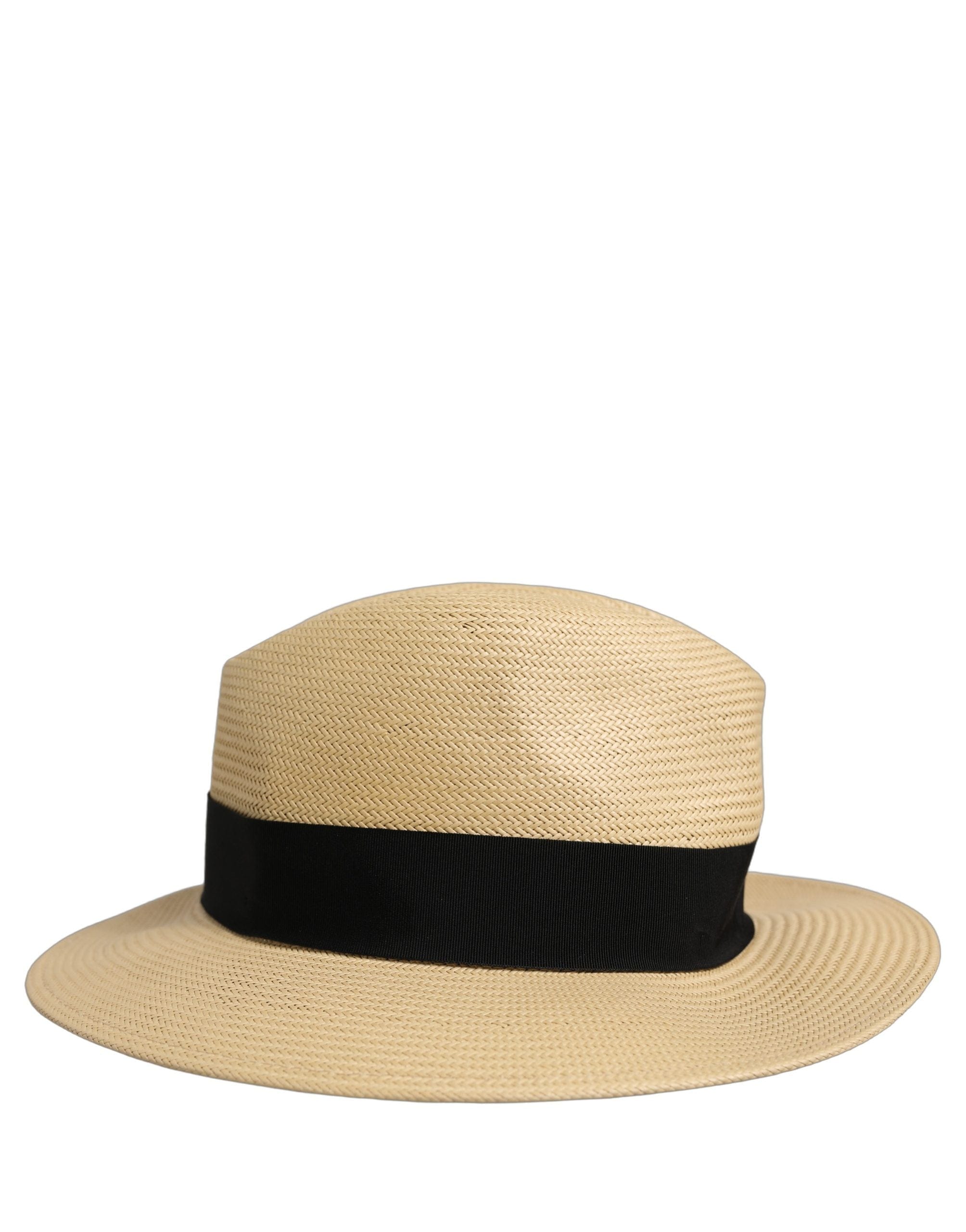 Dolce & Gabbana Men Beige Paper Straw Fedora Panama Capello Men's Hat