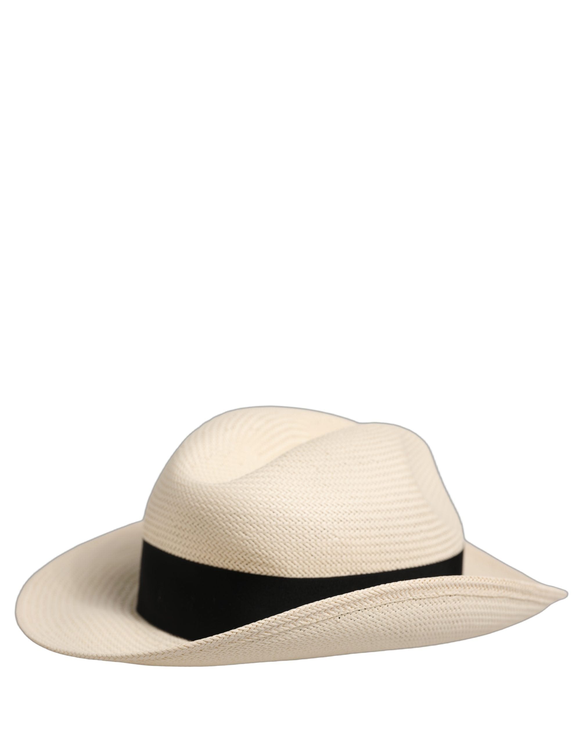 Dolce & Gabbana Men White Paper Straw Fedora Panama Capello Men's Hat