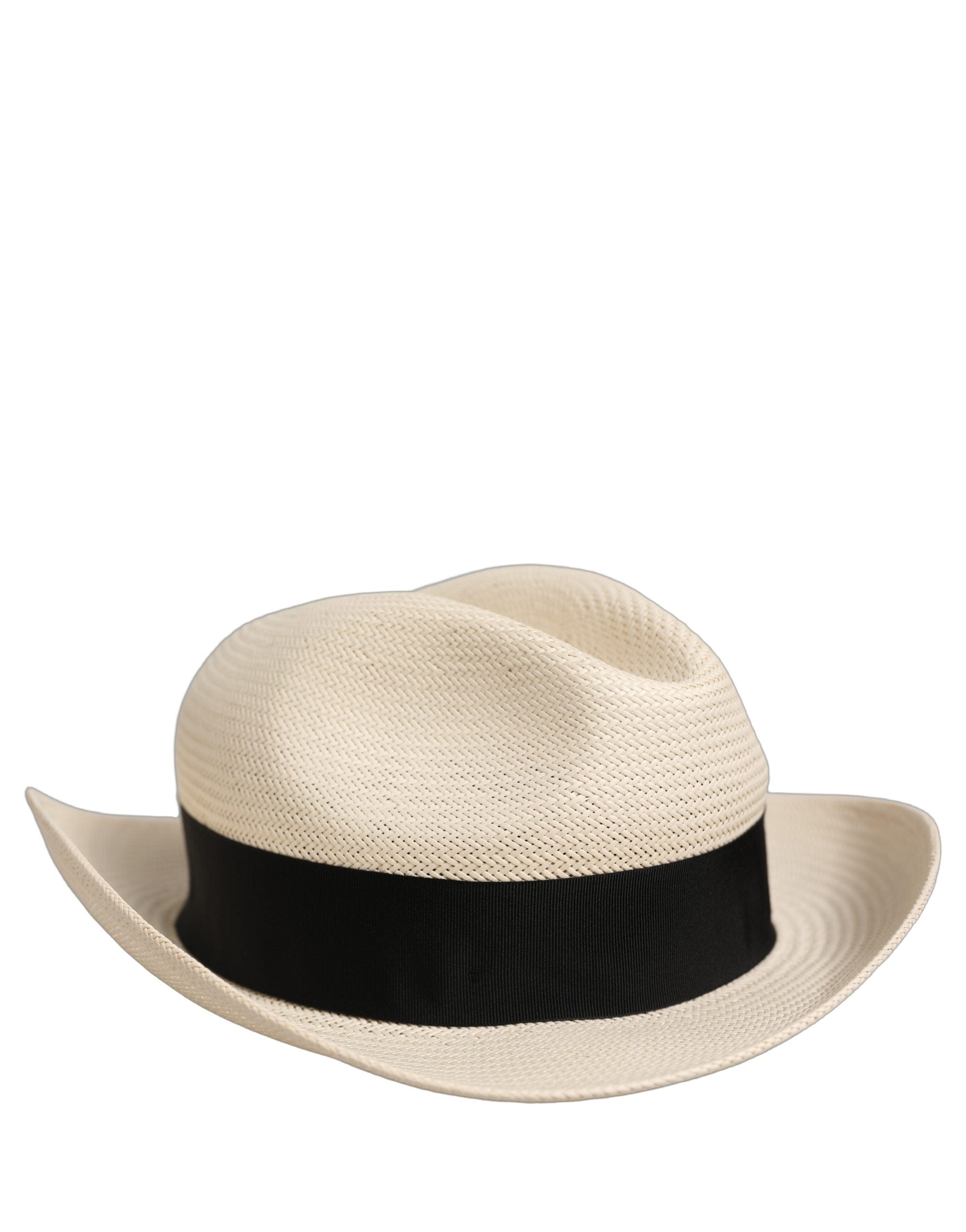 Dolce & Gabbana Men White Paper Straw Fedora Panama Capello Men's Hat