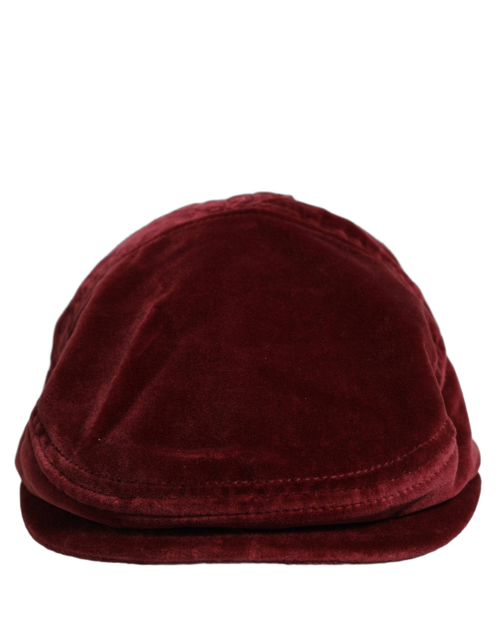 Dolce & Gabbana Men Dark Red Cotton Newsboy Capello Cabbie Men's Hat